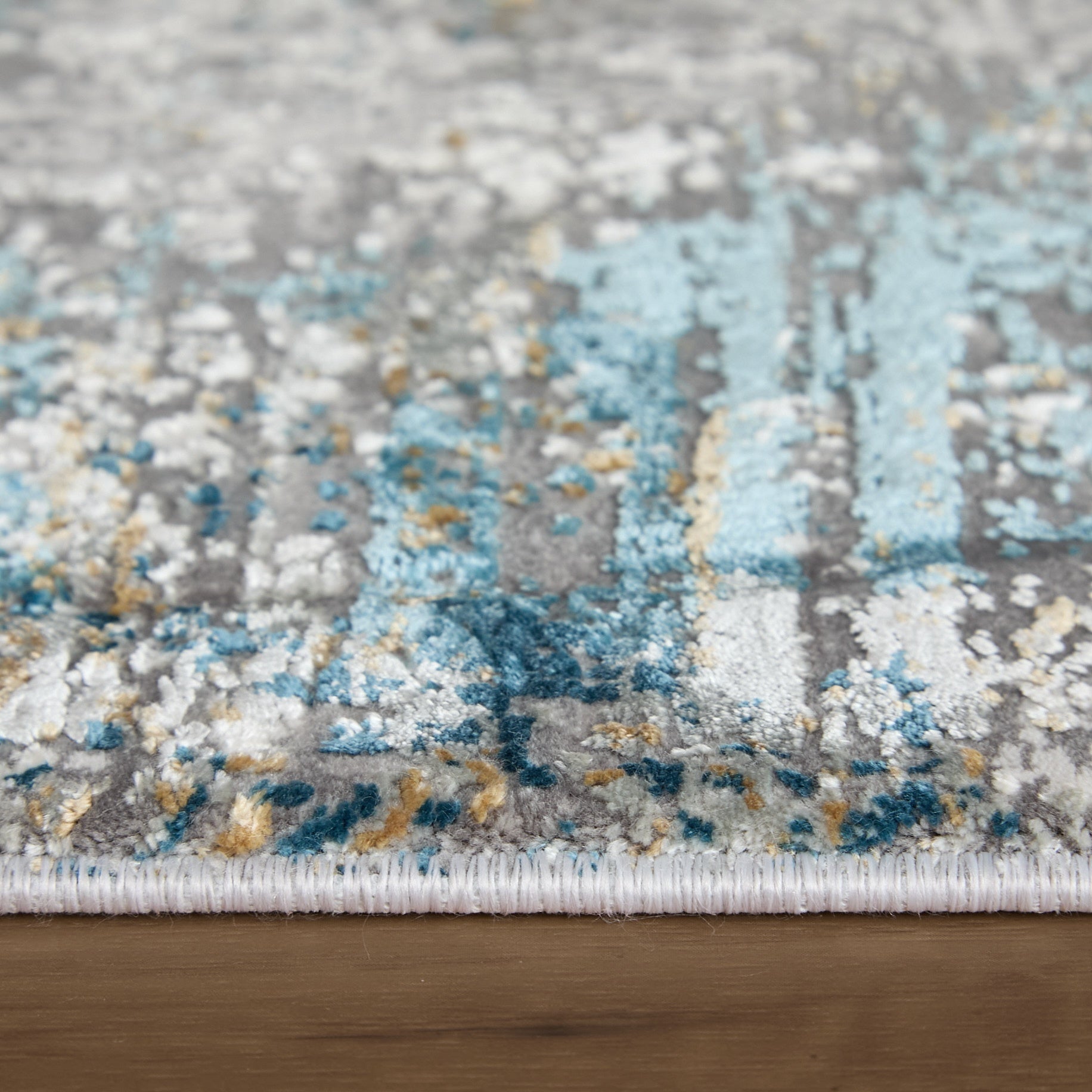 Cadiz Modern Abstract - Ivory/Blue/Gold Area Rug