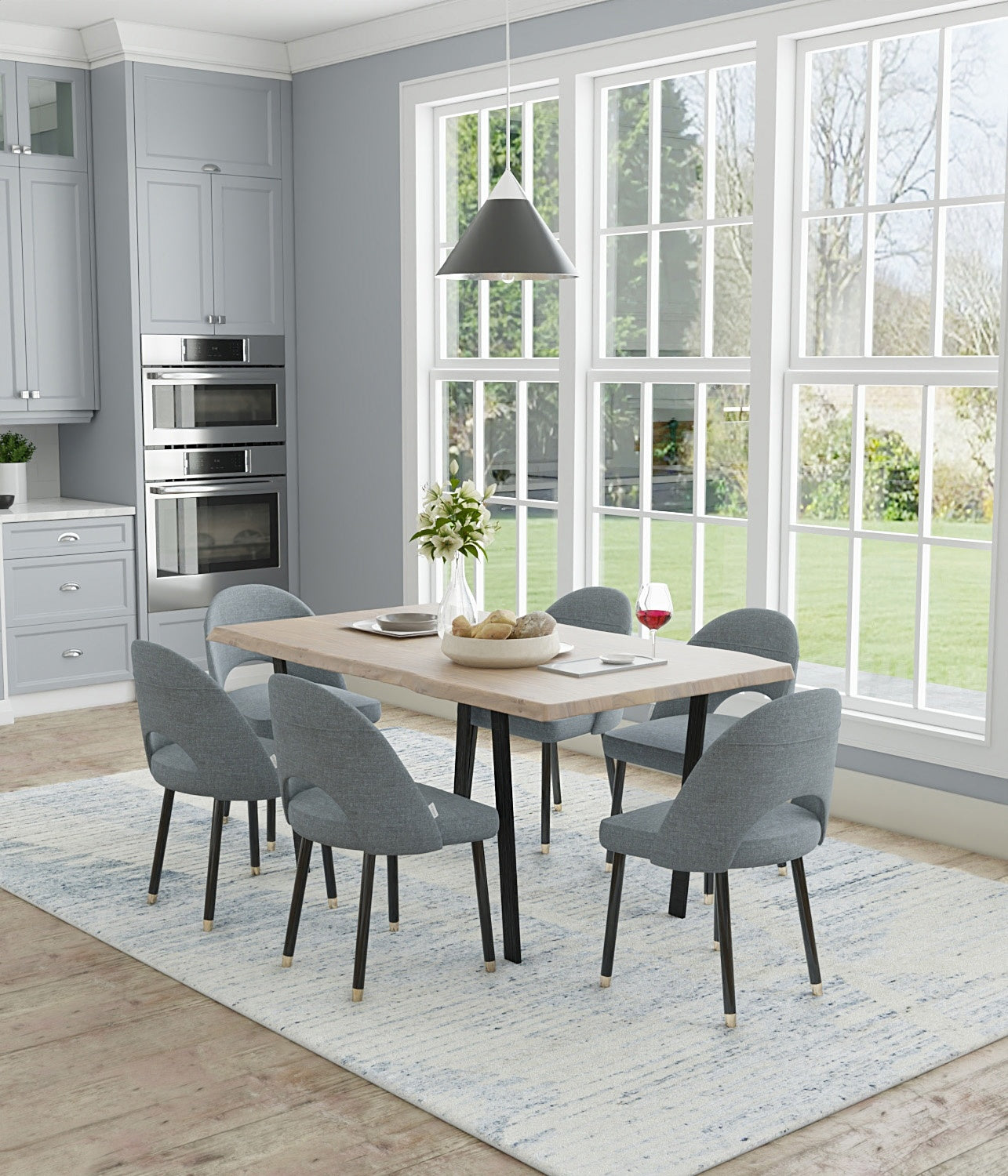 Brighton Modern Abstract - Ivory/Blue/Silver Area Rug
