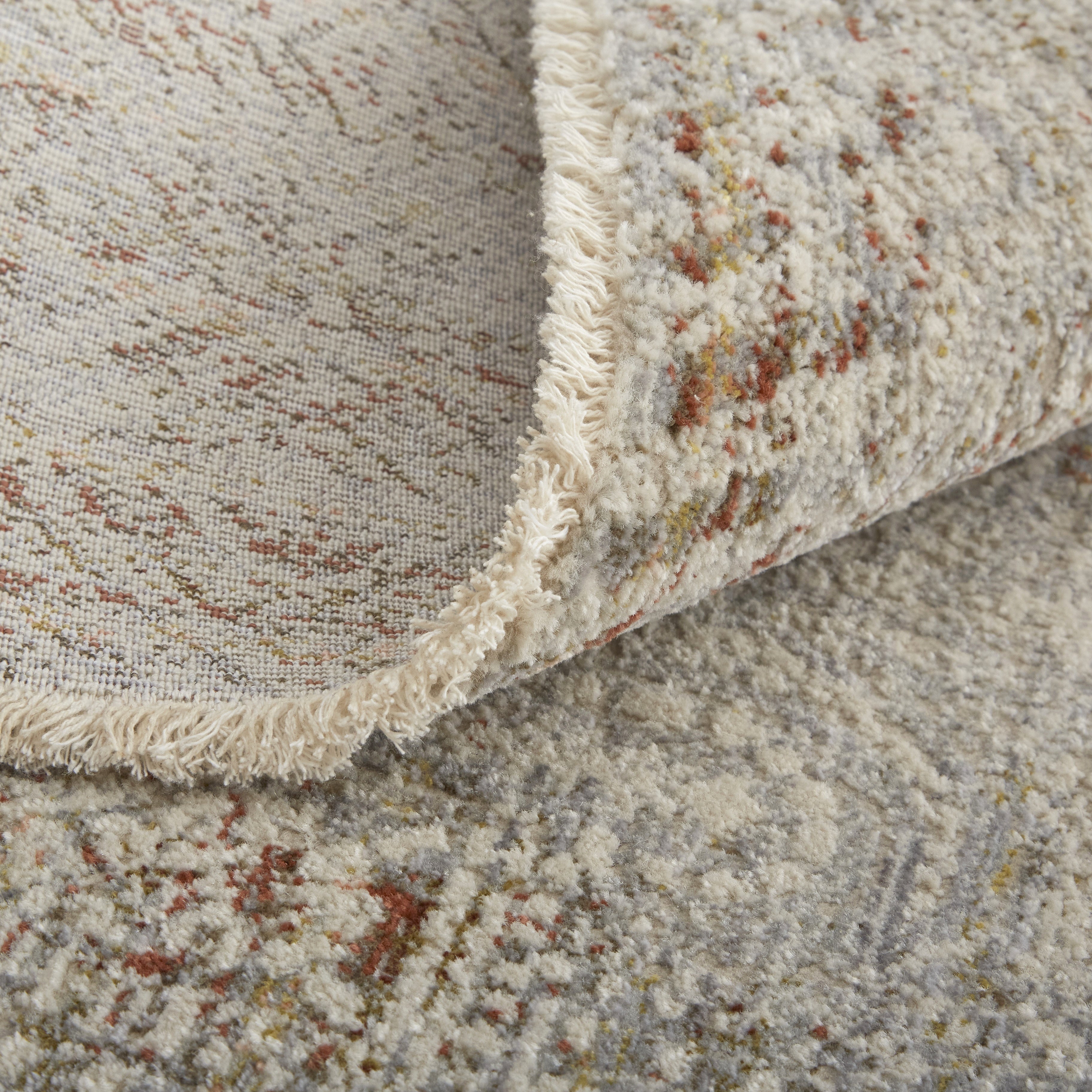 Kaia Transitional Distressed - Tan/Ivory/Orange Area Rug