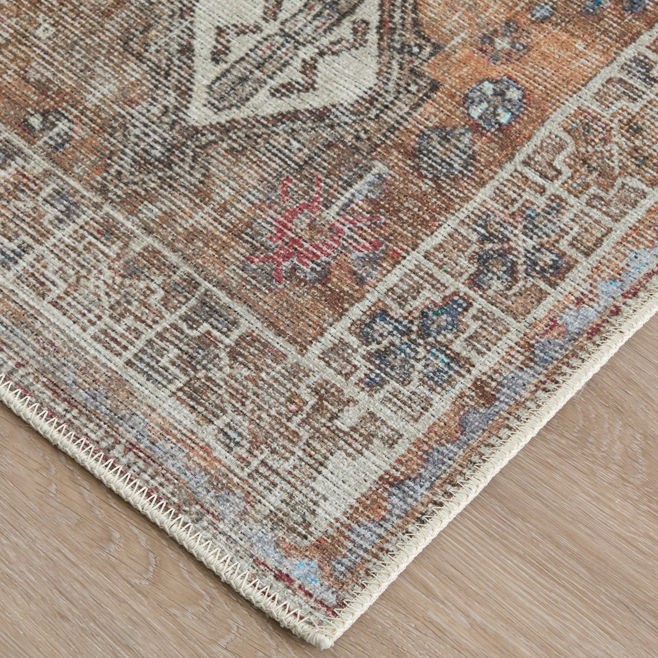 Percy Transitional Medallion - Ivory/Orange/Brown Area Rug
