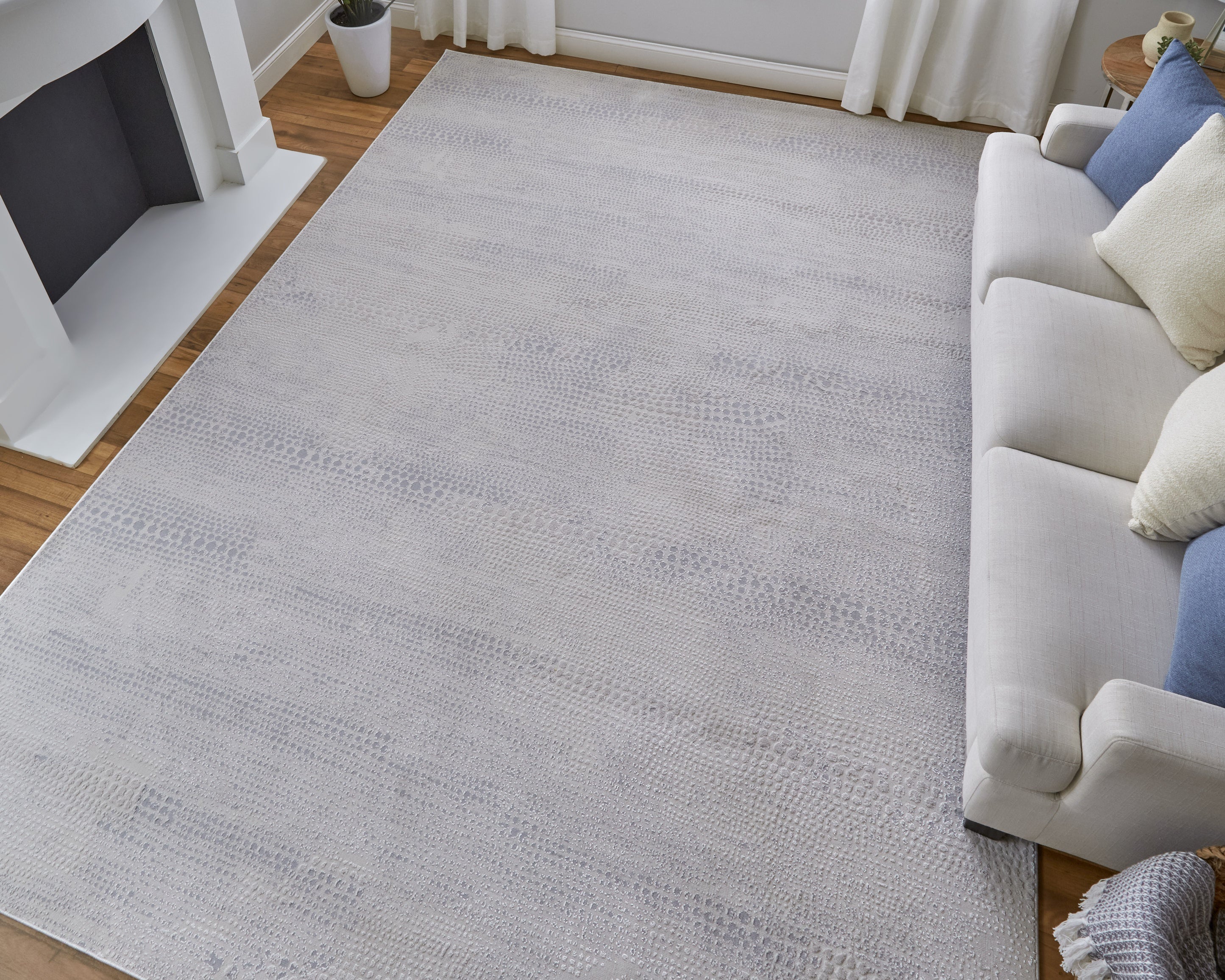 Prasad Modern Distressed - Ivory/Silver/Gray Area Rug