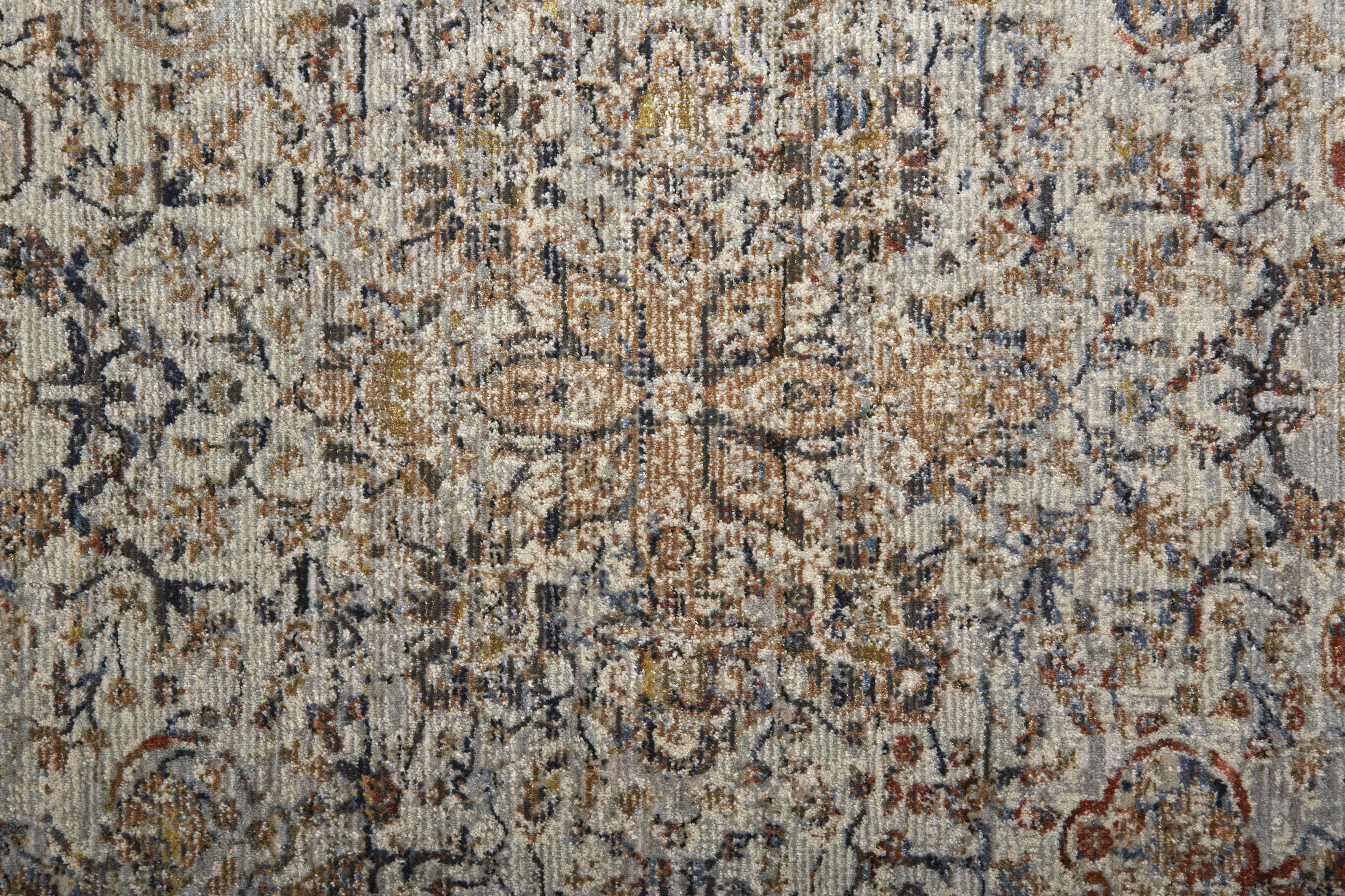 Kaia Transitional Medallion - Tan/Orange/Blue Area Rug