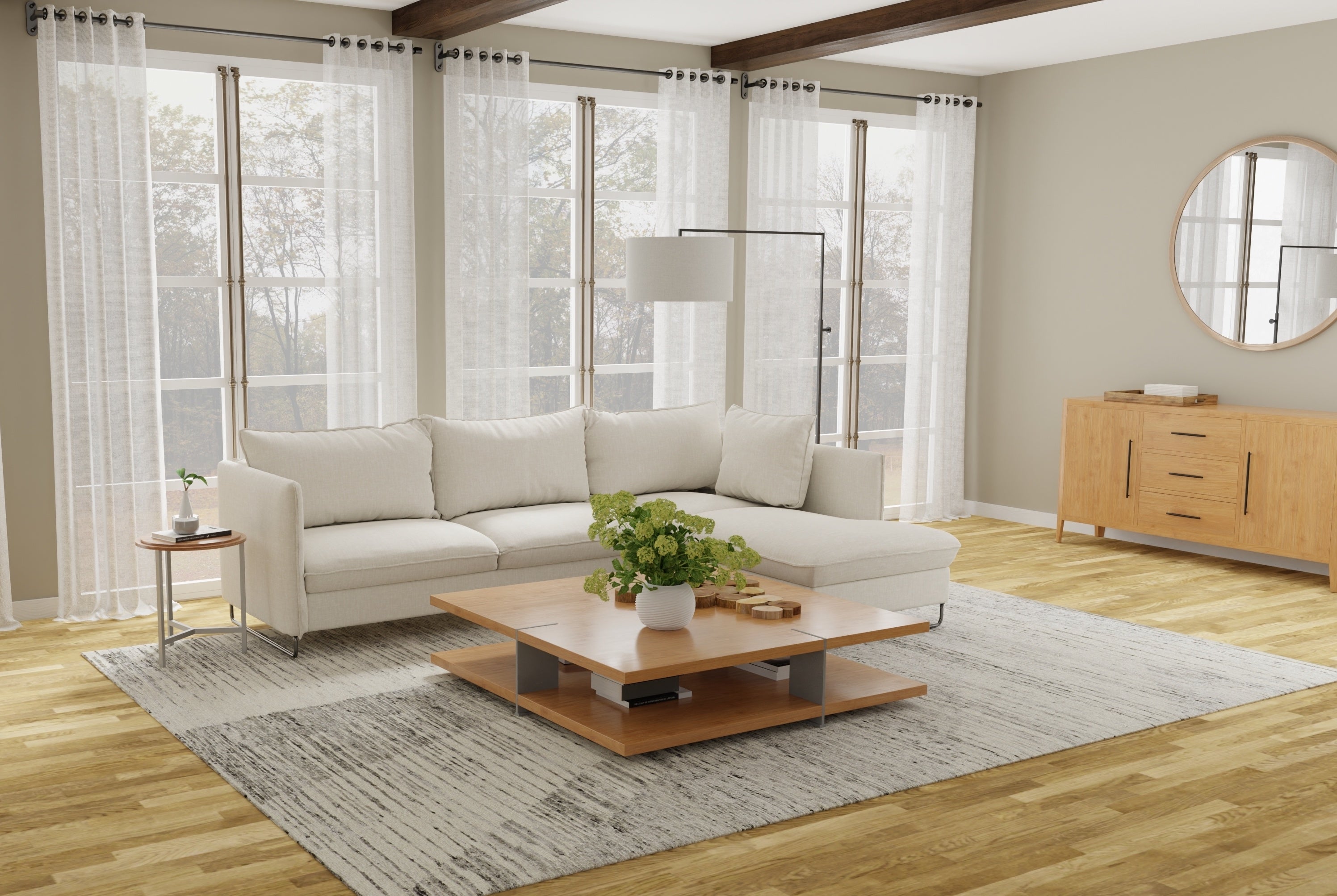 Brighton Modern Abstract - Ivory/Gray Area Rug