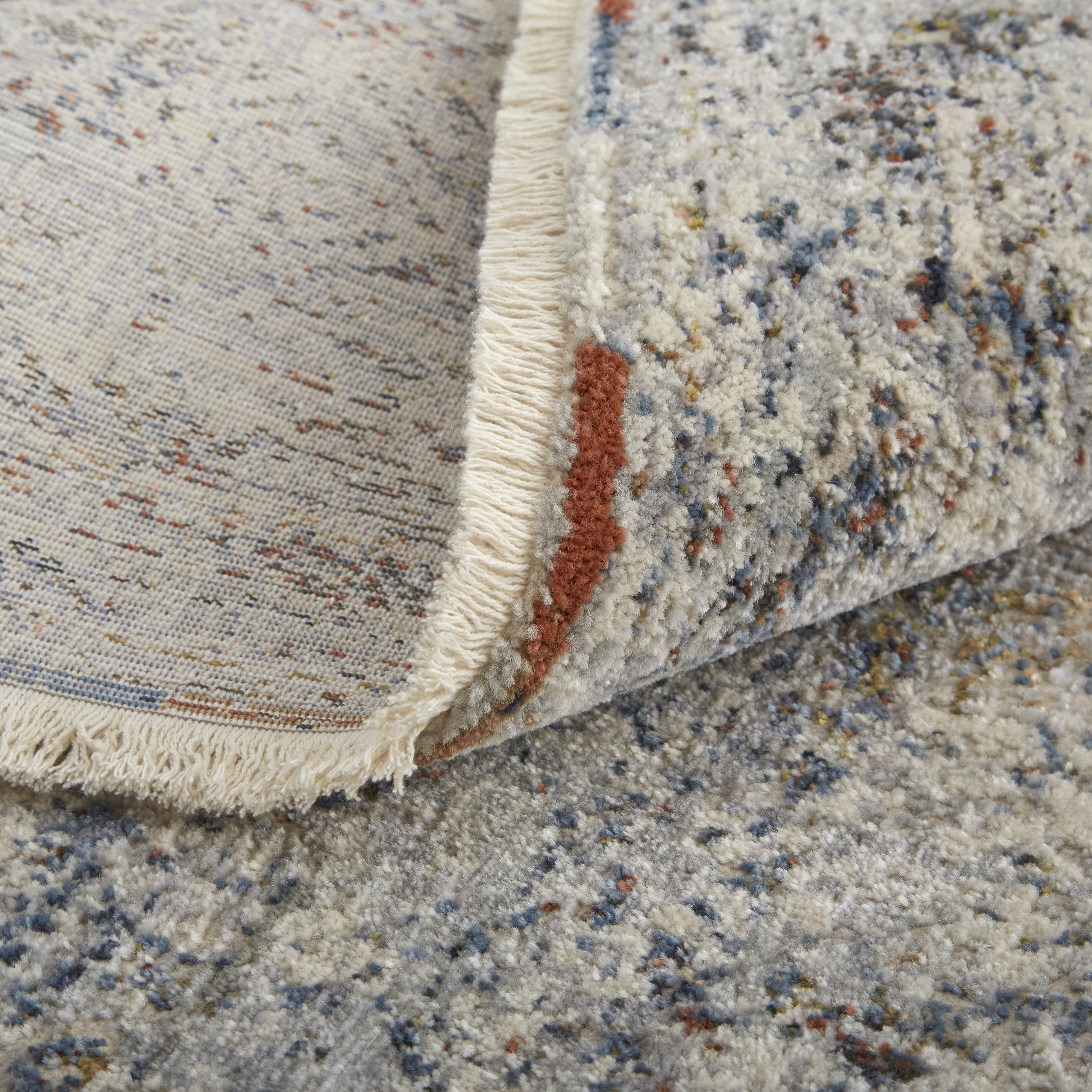 Kaia Transitional Distressed - Tan/Ivory/Blue Area Rug
