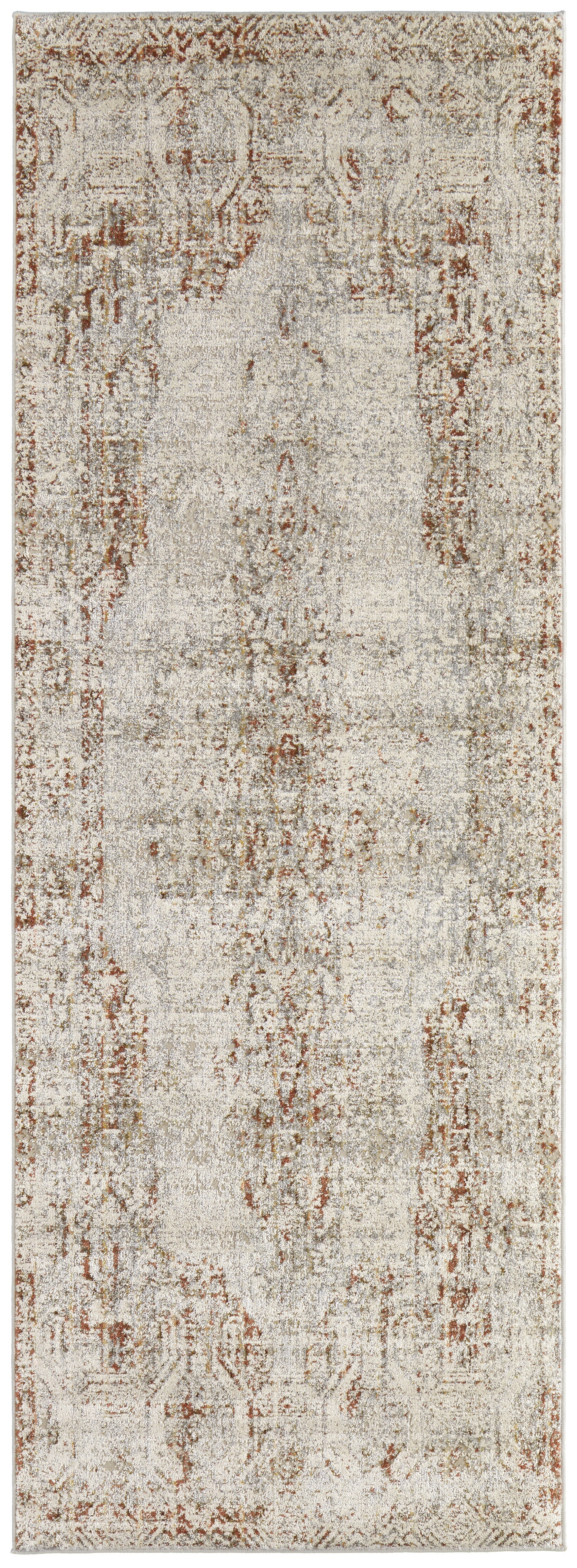 Kaia Transitional Distressed - Tan/Ivory/Orange Area Rug