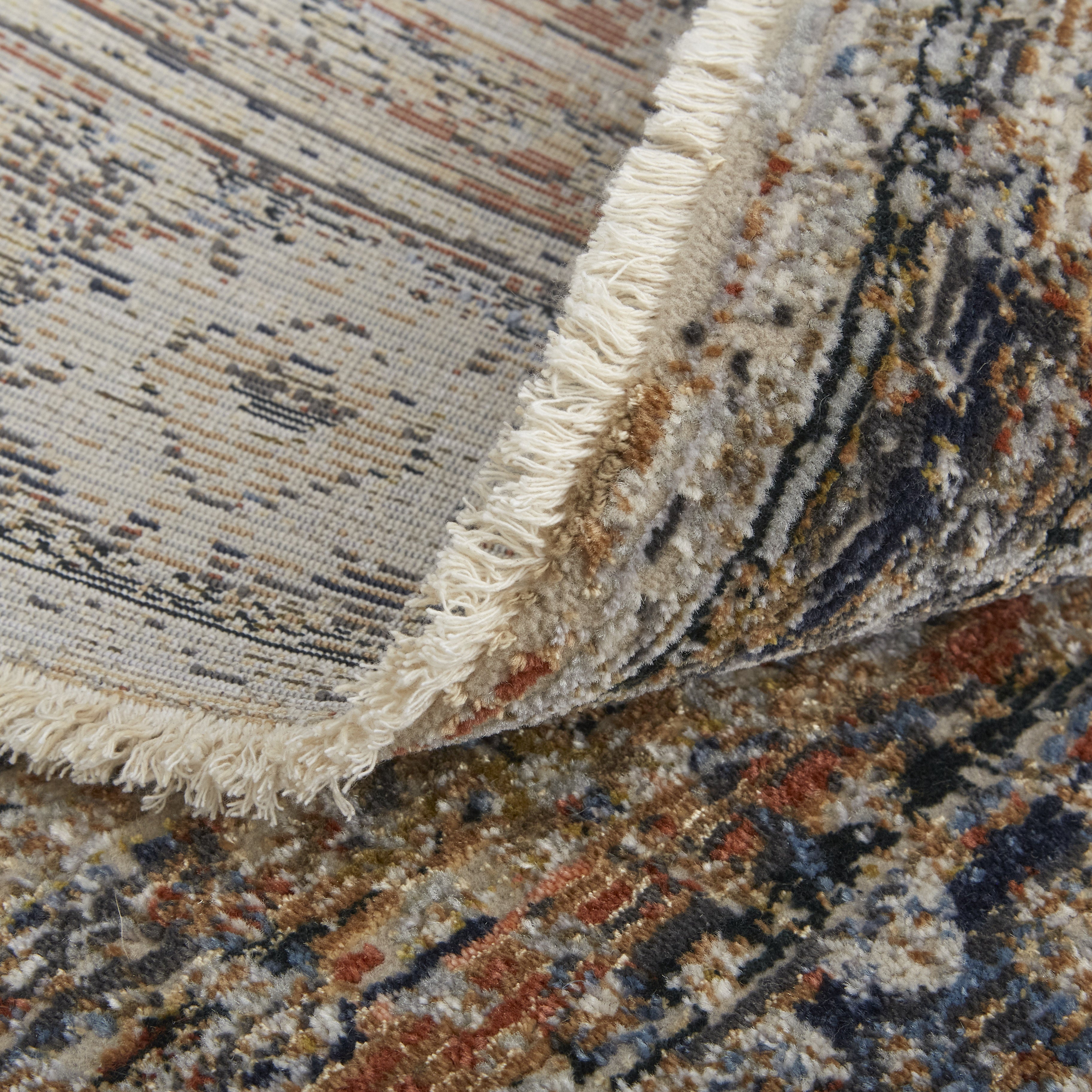 Kaia Transitional Medallion - Tan/Orange/Blue Area Rug