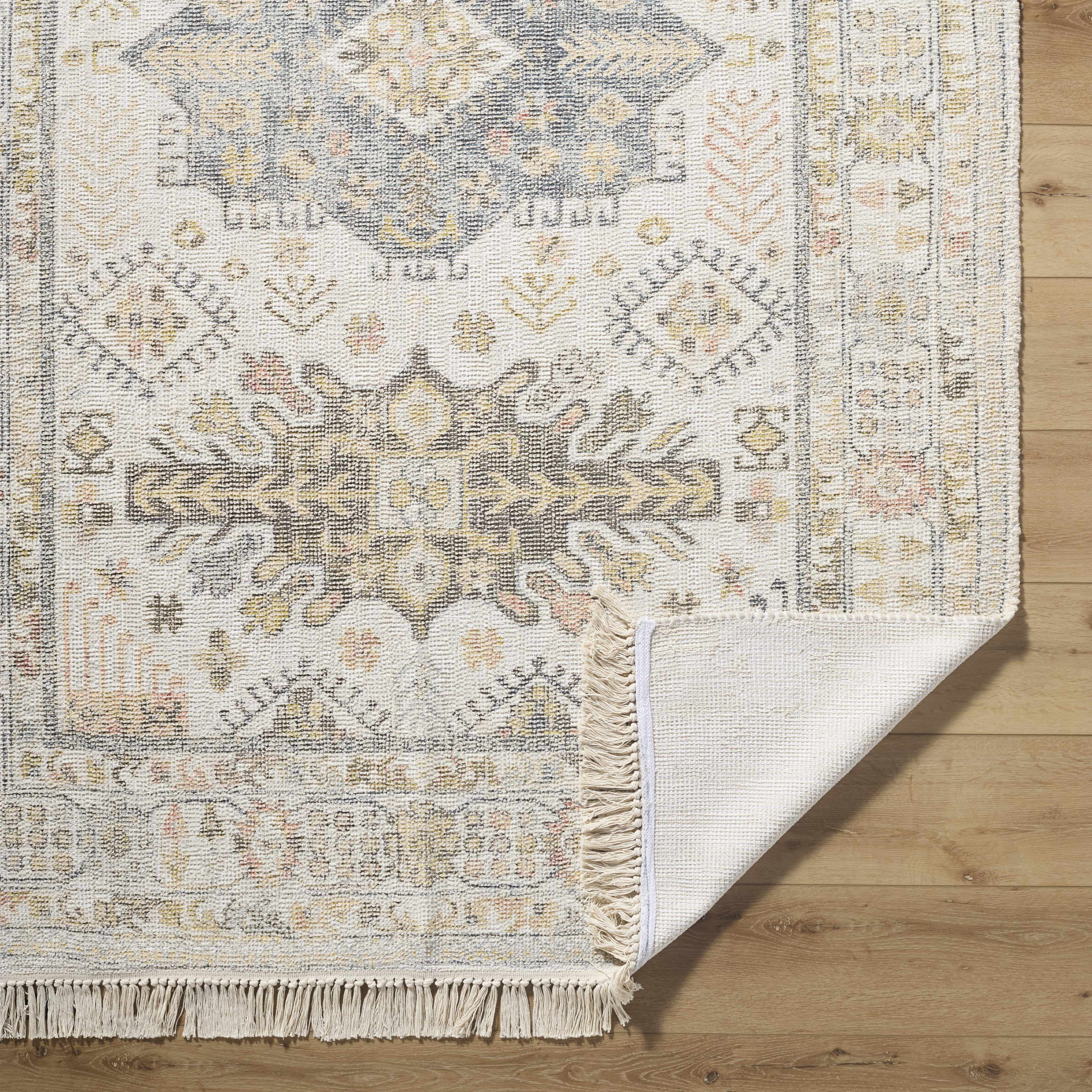 Tasseled Hand-Loomed Traditional Beige Rug