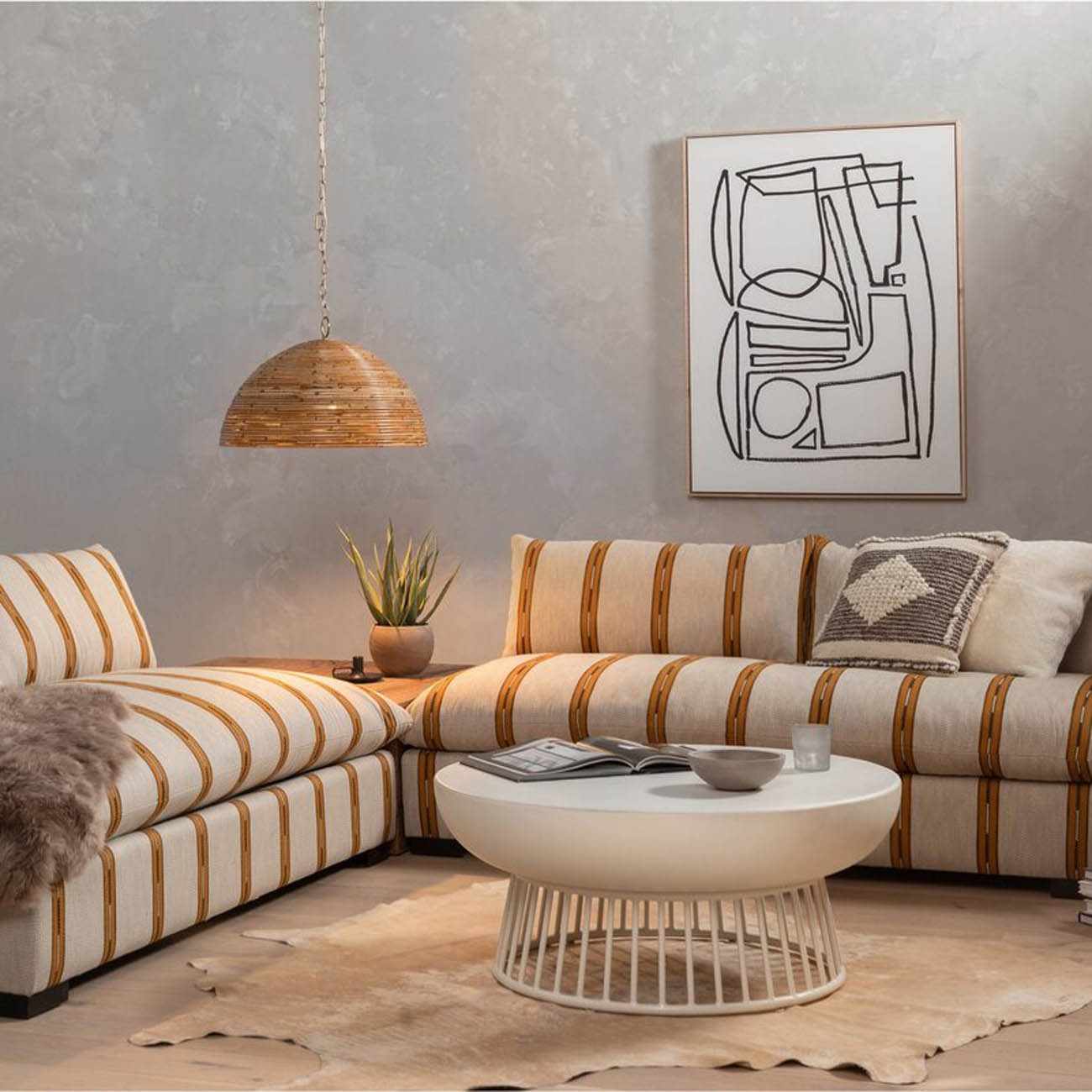 Four Hands Harland Modern Cowhide Rug - Natural Brown