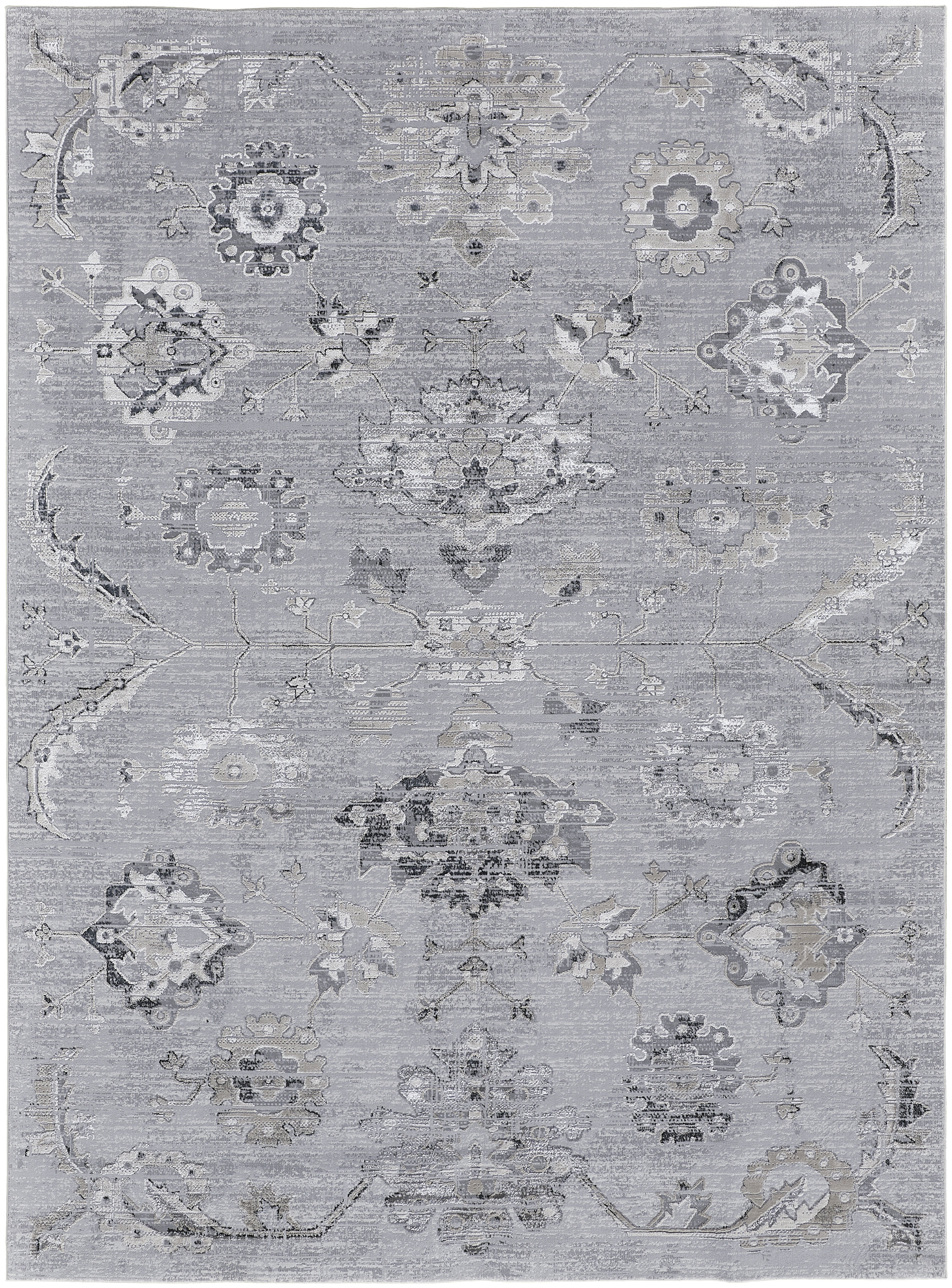 Macklaine Transitional Damask - Silver/Black