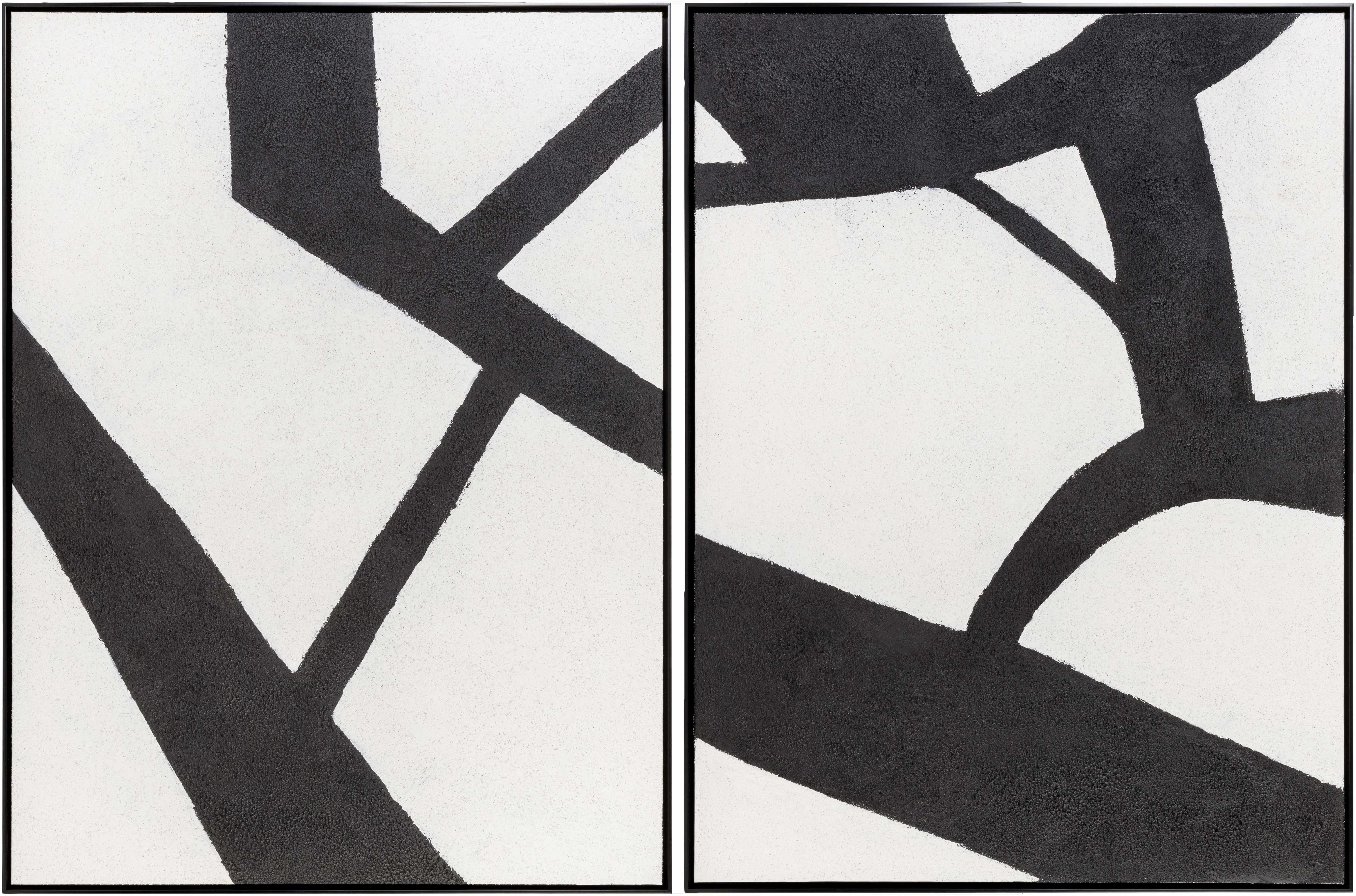 Modern Abstract Expressive Black Matte Wall Art Piece