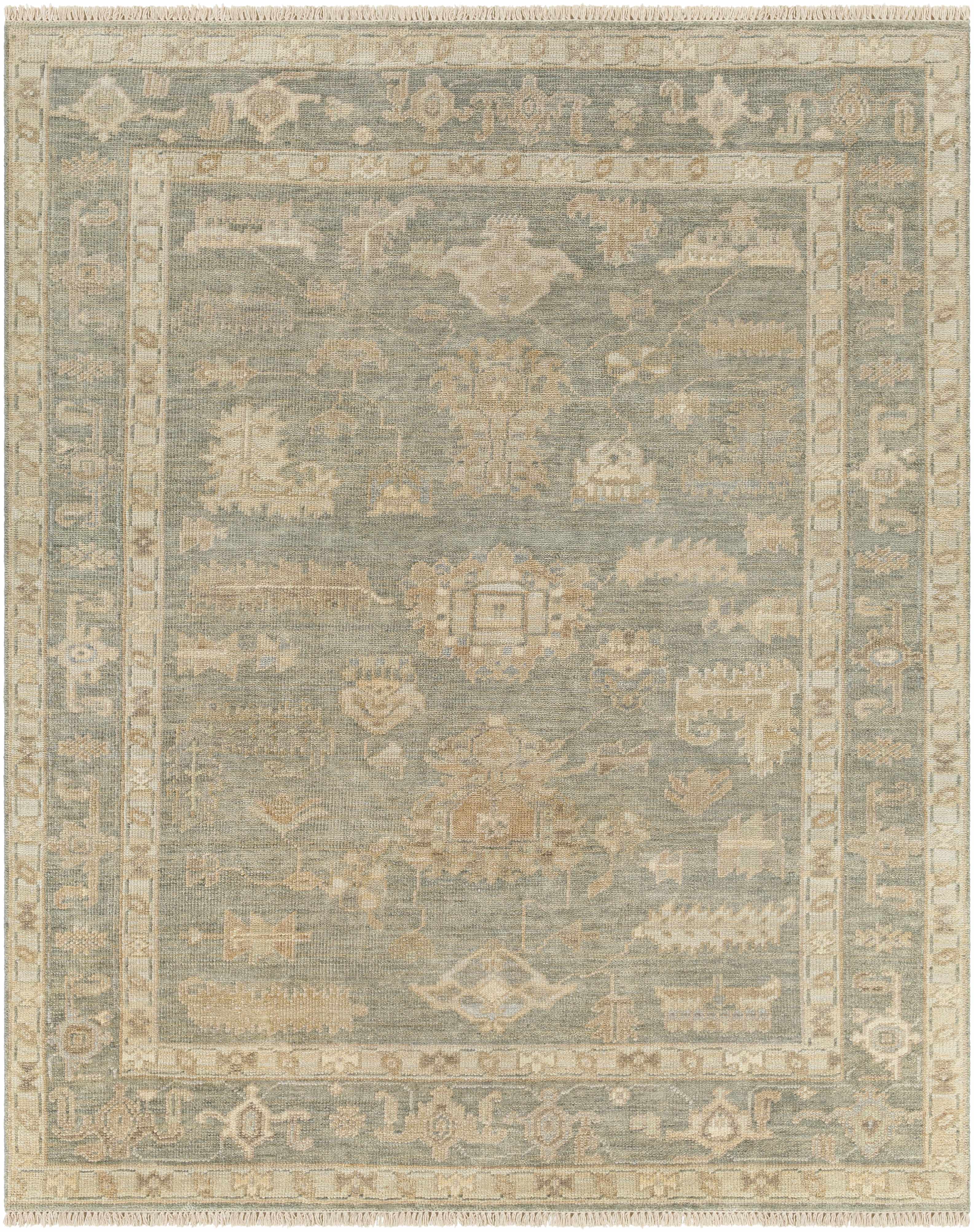 Brown Sophisticated Hand-Knotted Wool Area Rug