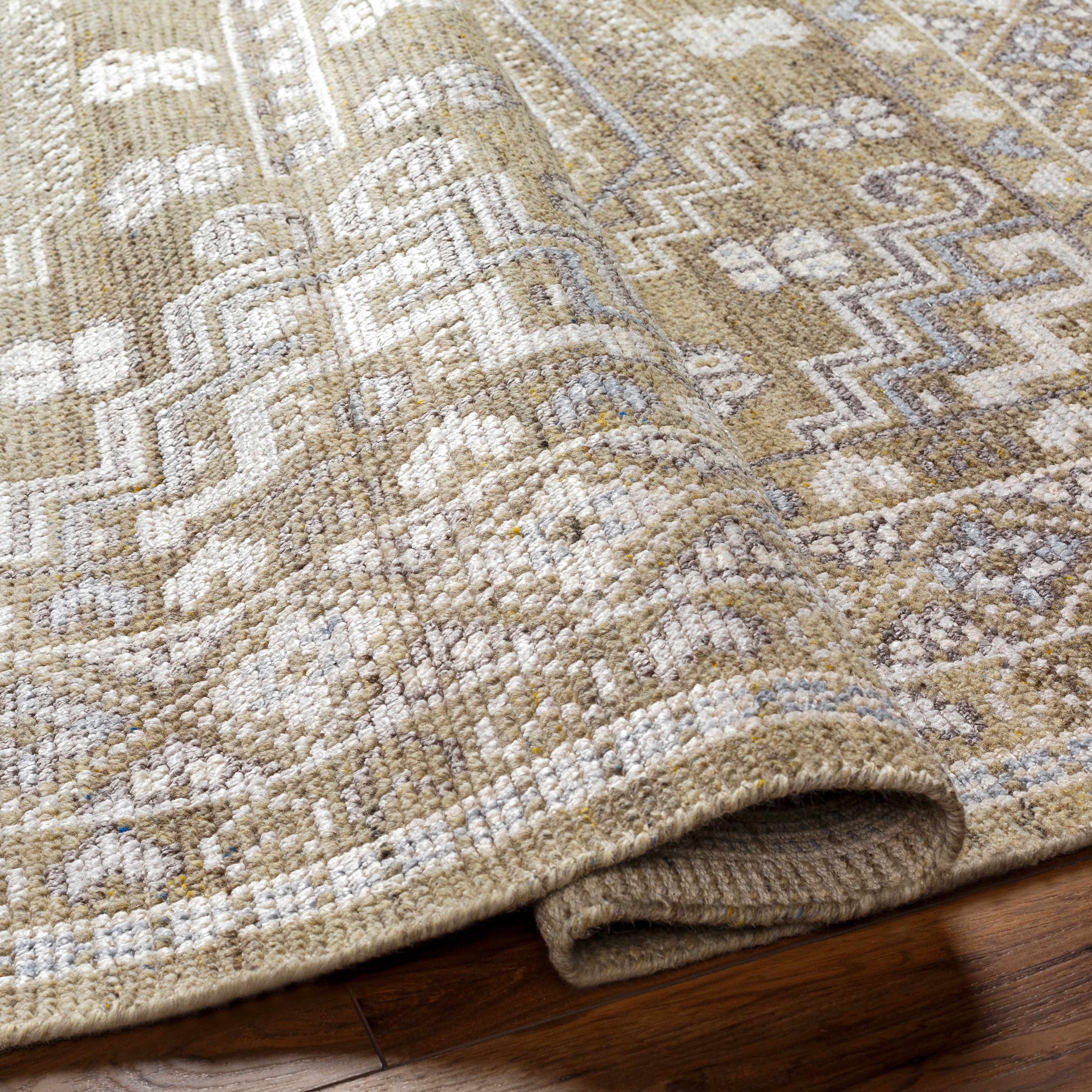 Hand-Knotted Mustard Wool & Viscose Area Rug