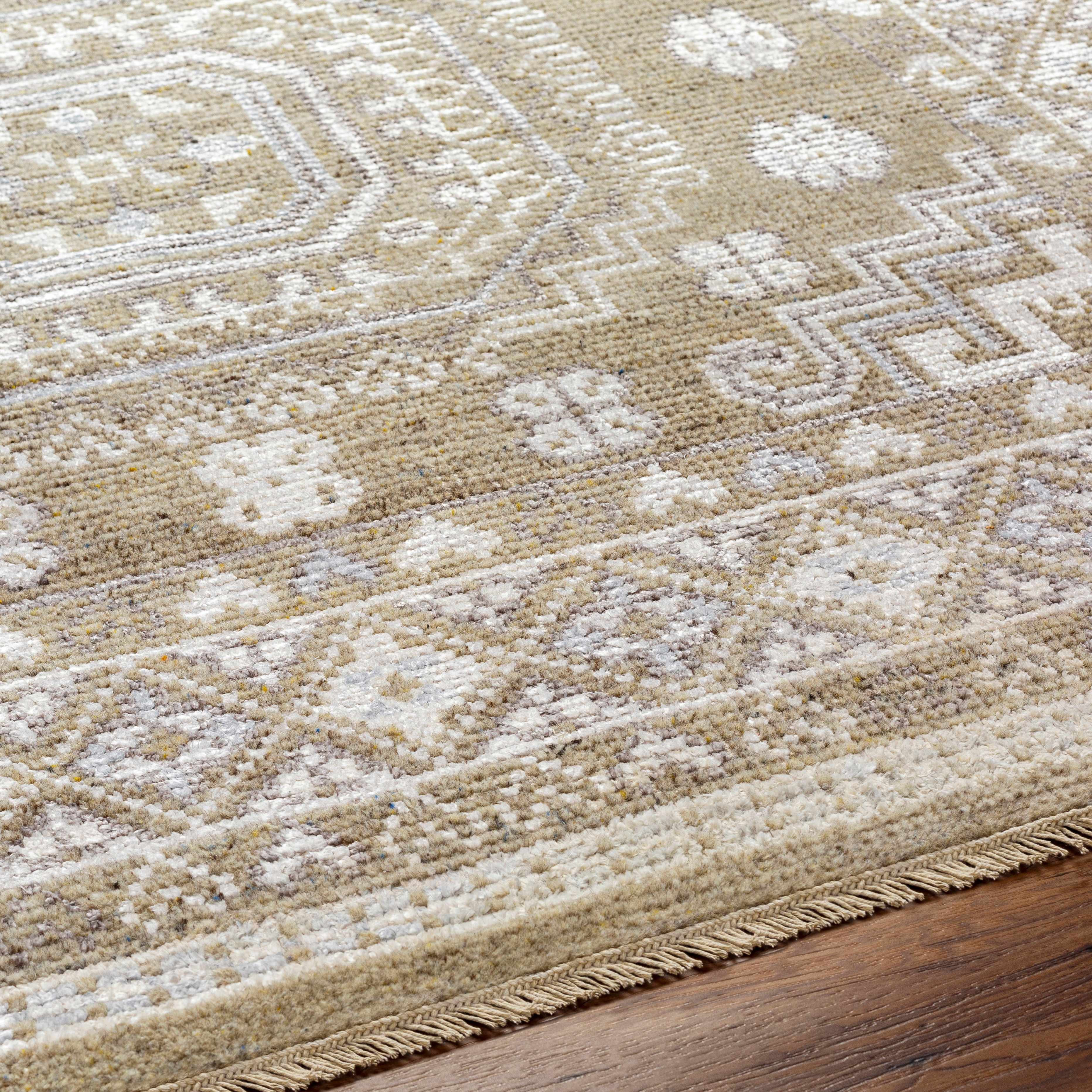 Hand-Knotted Mustard Wool & Viscose Area Rug