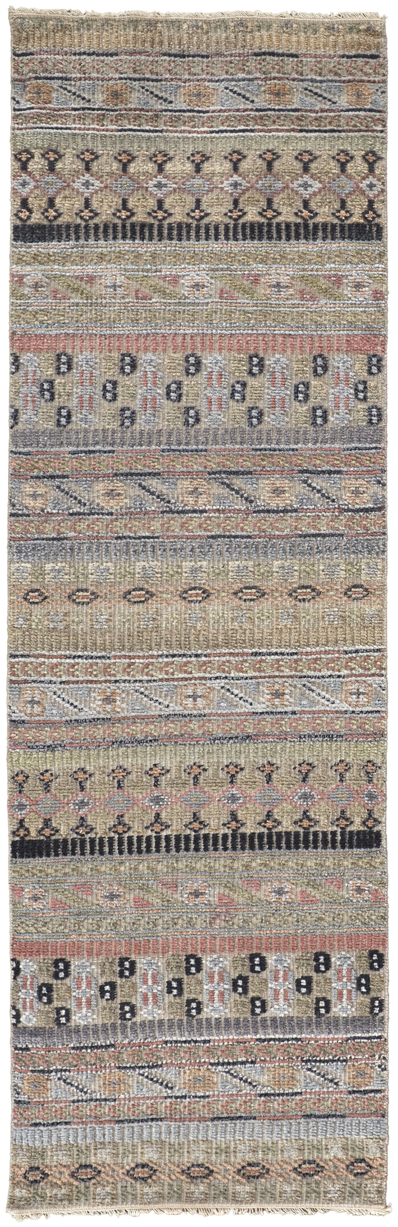 Payton Transitional Stripes - Tan/Orange/Blue Area Rug