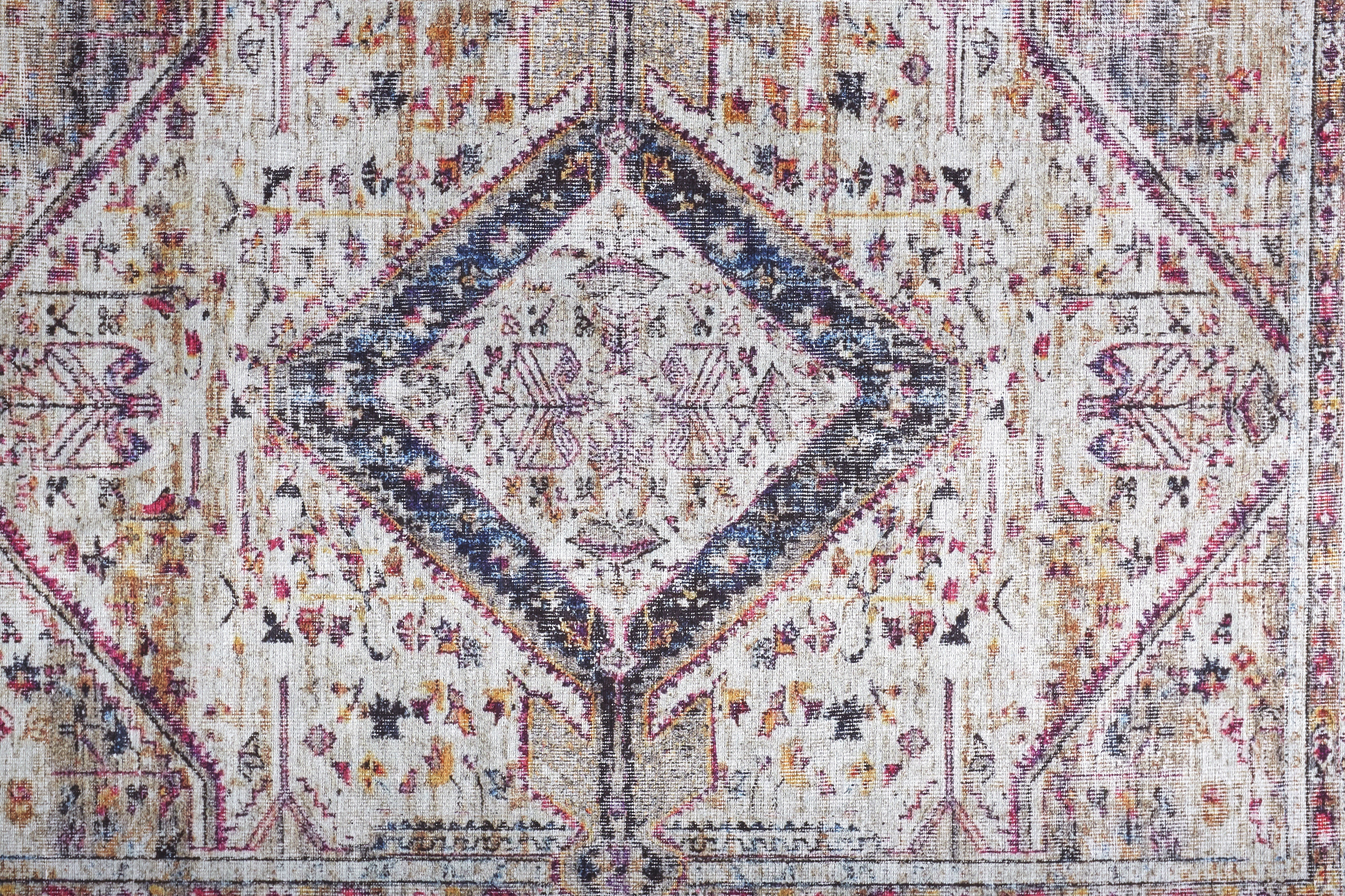 Percy Transitional Medallion - Ivory/Red/Pink Area Rug