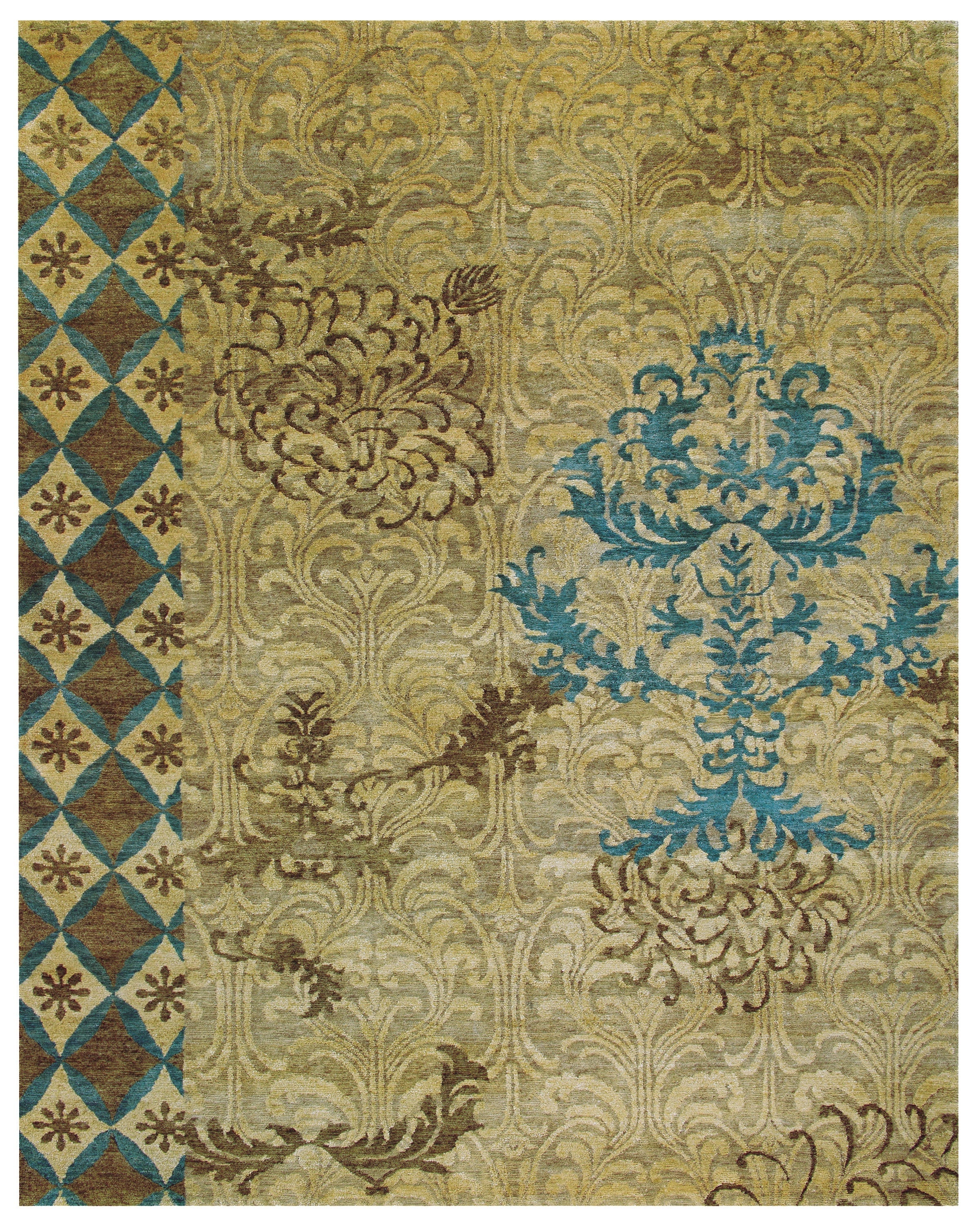 Qing Transitional Floral & Botanical - Tan/Brown/Blue