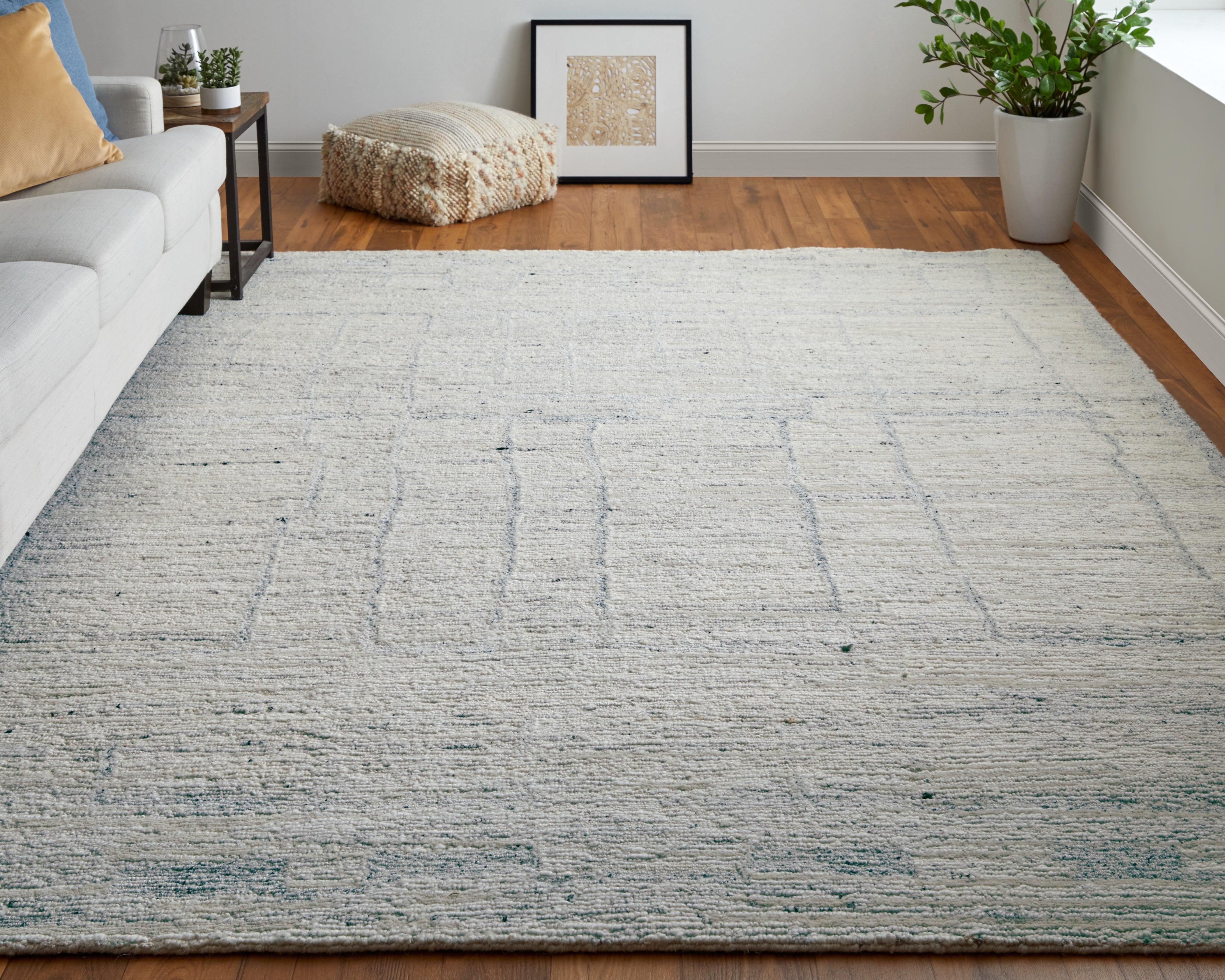 Navaro Modern Distressed - Ivory/Gray/Blue Area Rug