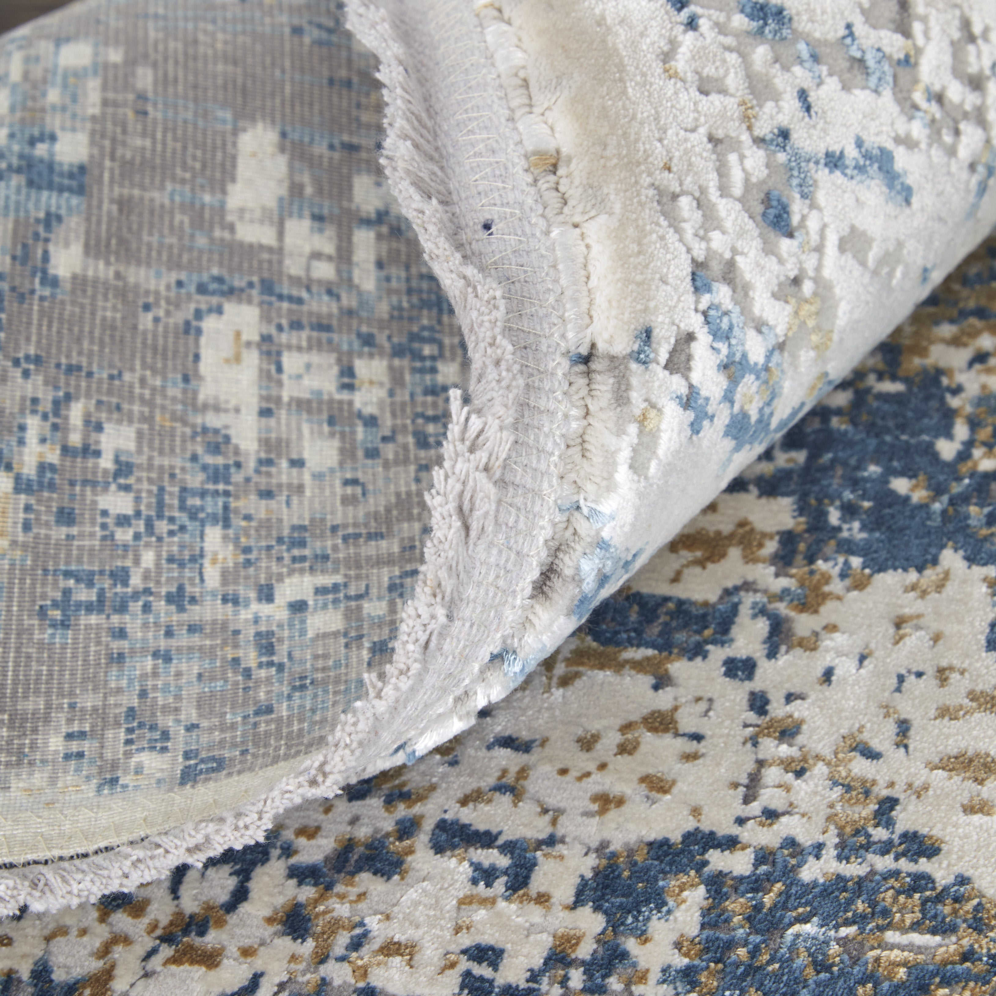 Cadiz Modern Abstract - Ivory/Tan/Blue Area Rug