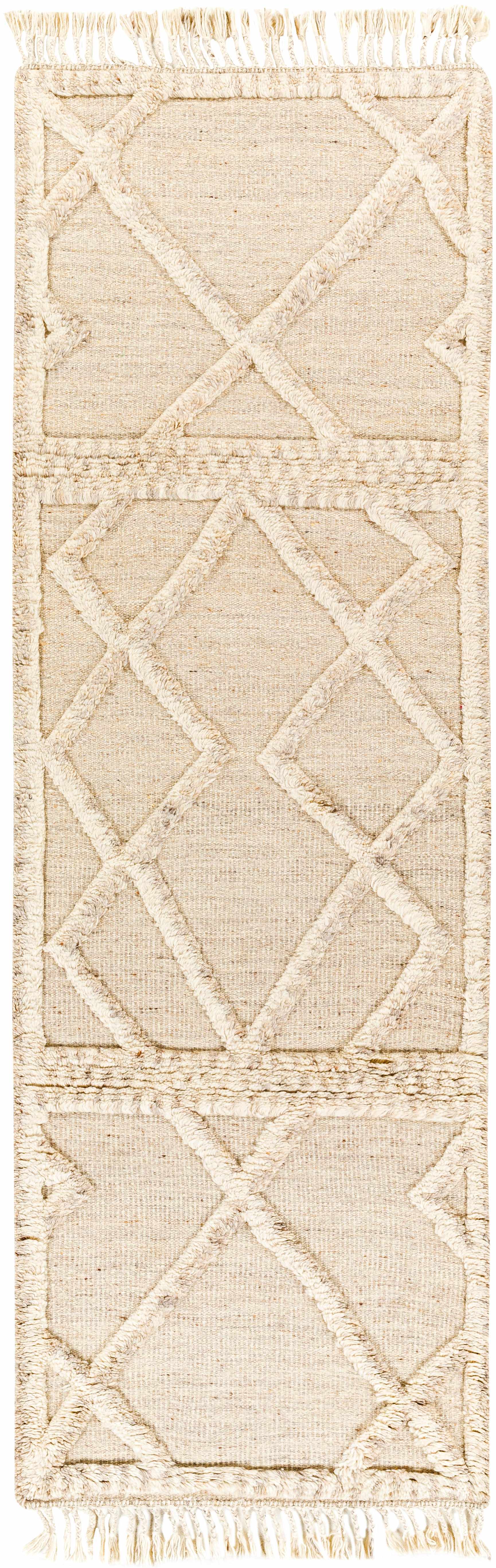 Luxury Cream Hand-Knotted Wool Area Rug