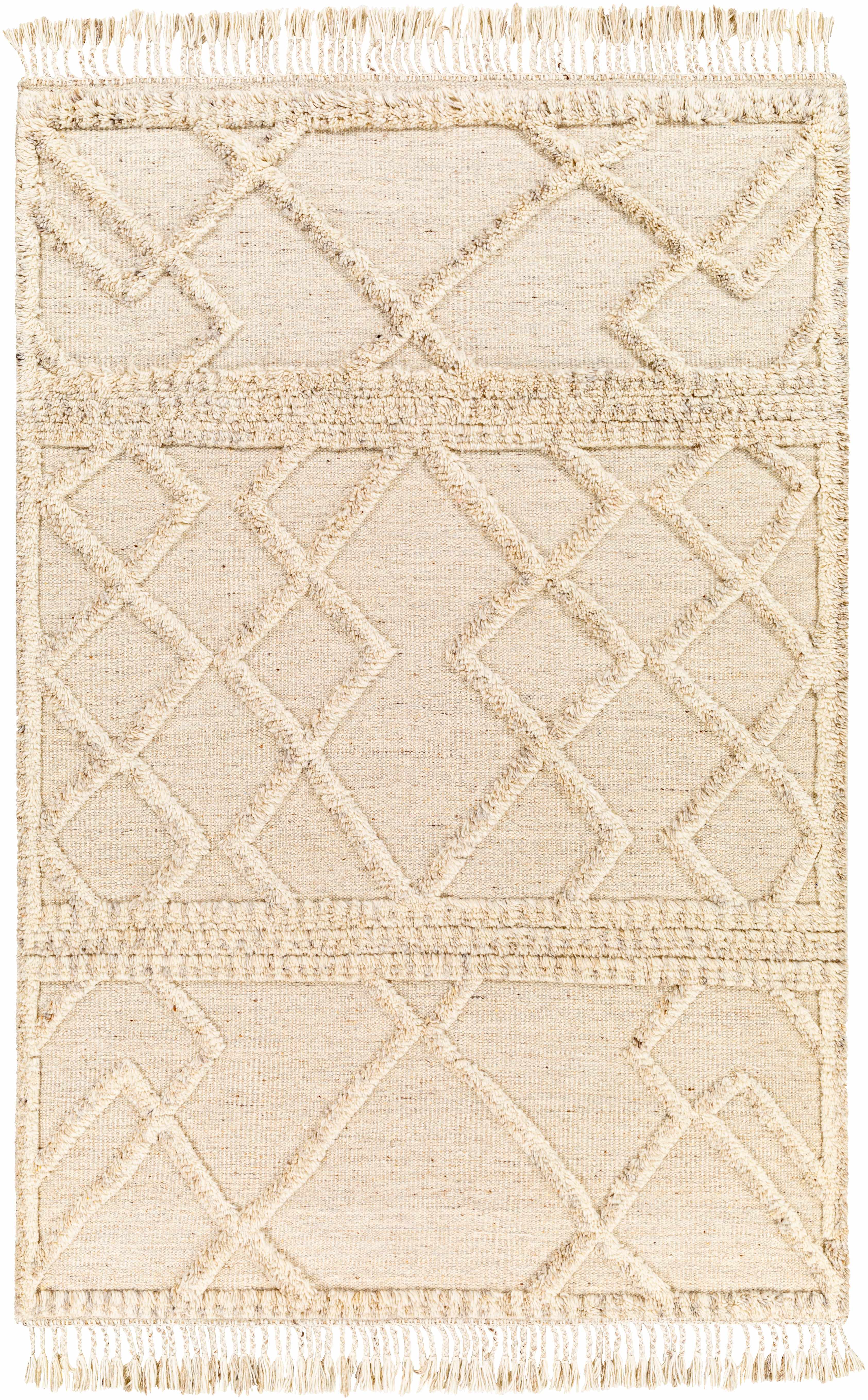 Luxury Cream Hand-Knotted Wool Area Rug