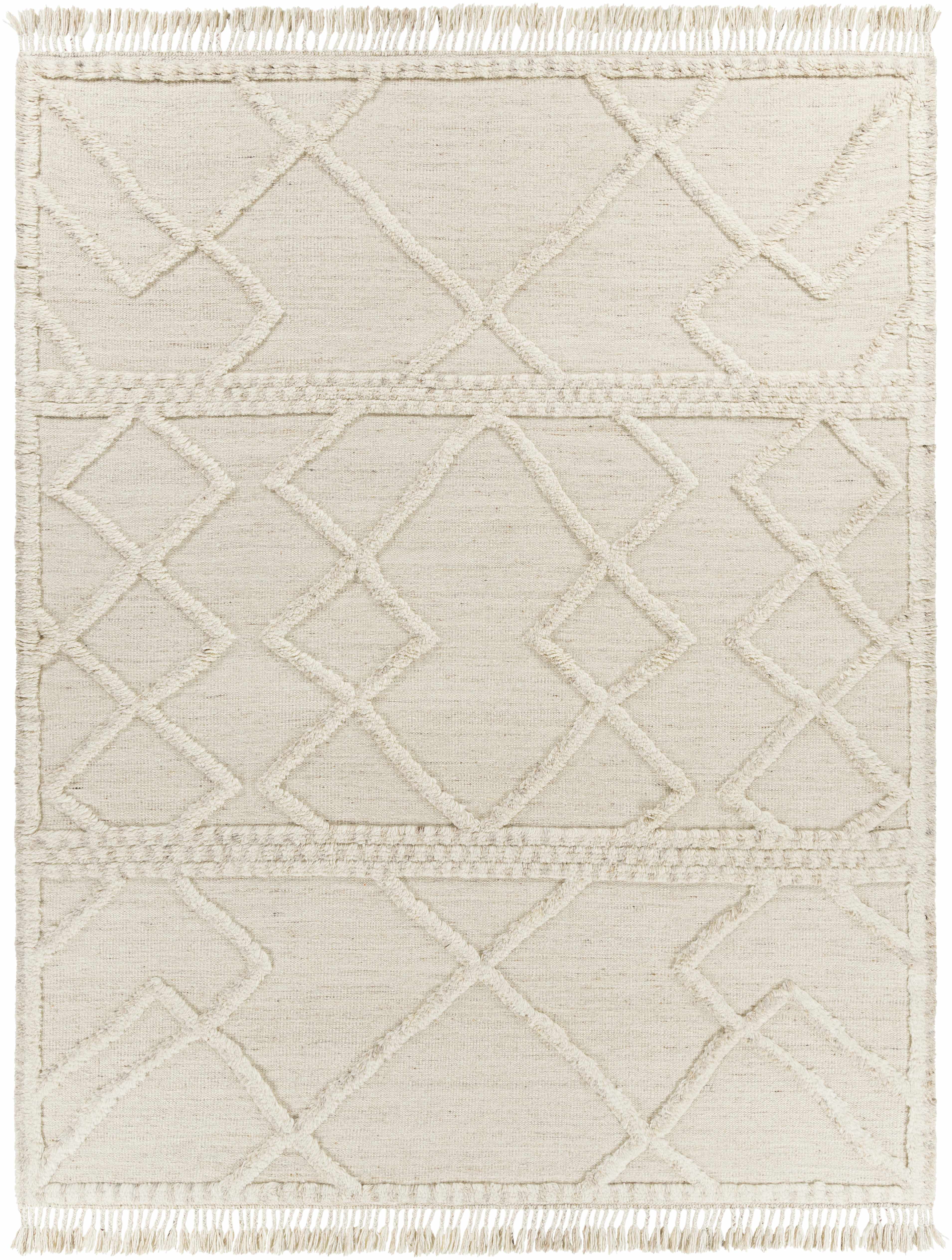 Luxury Cream Hand-Knotted Wool Area Rug