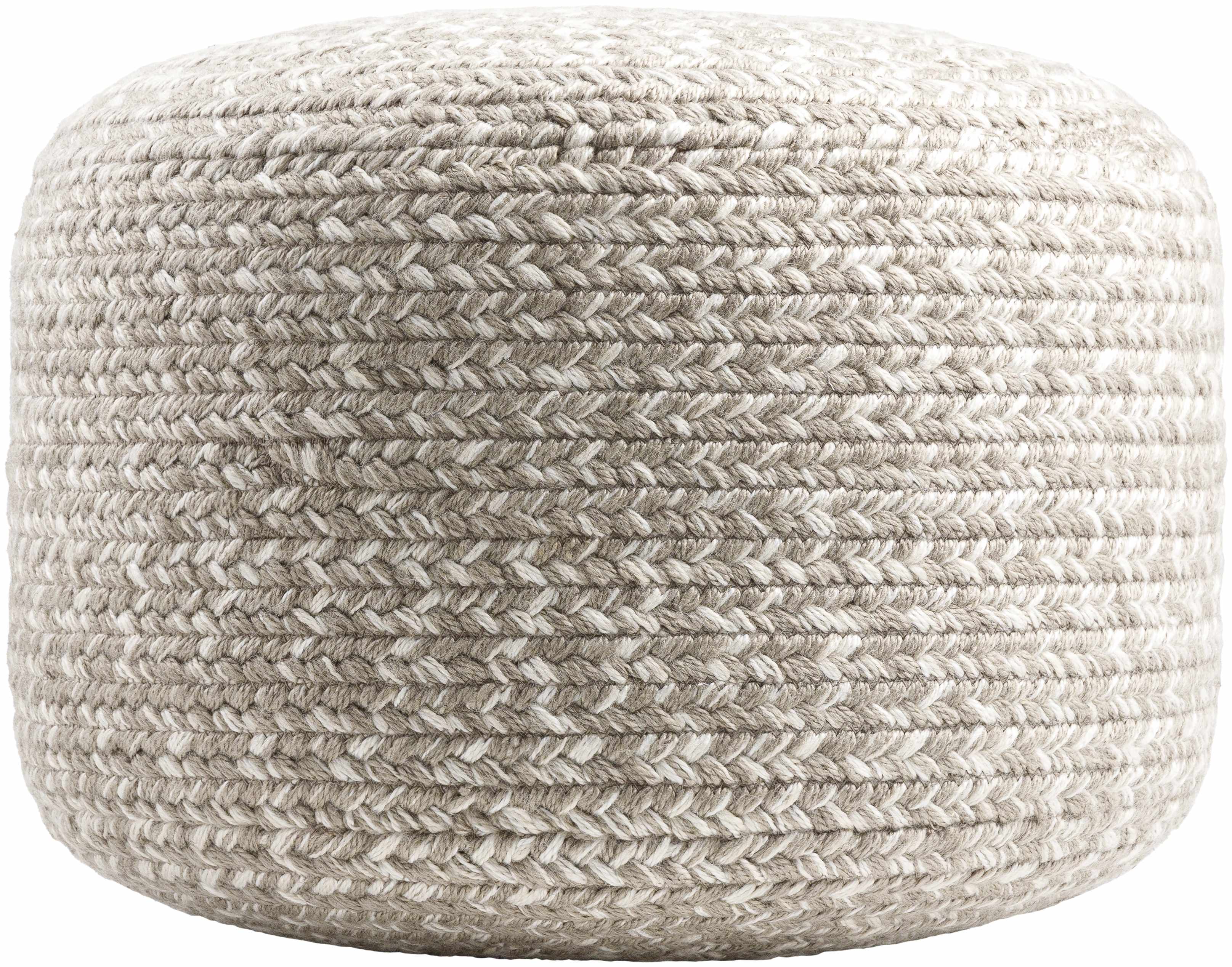 Phebe Braided Indoor / Outdoor Pouf - Taupe, Cream