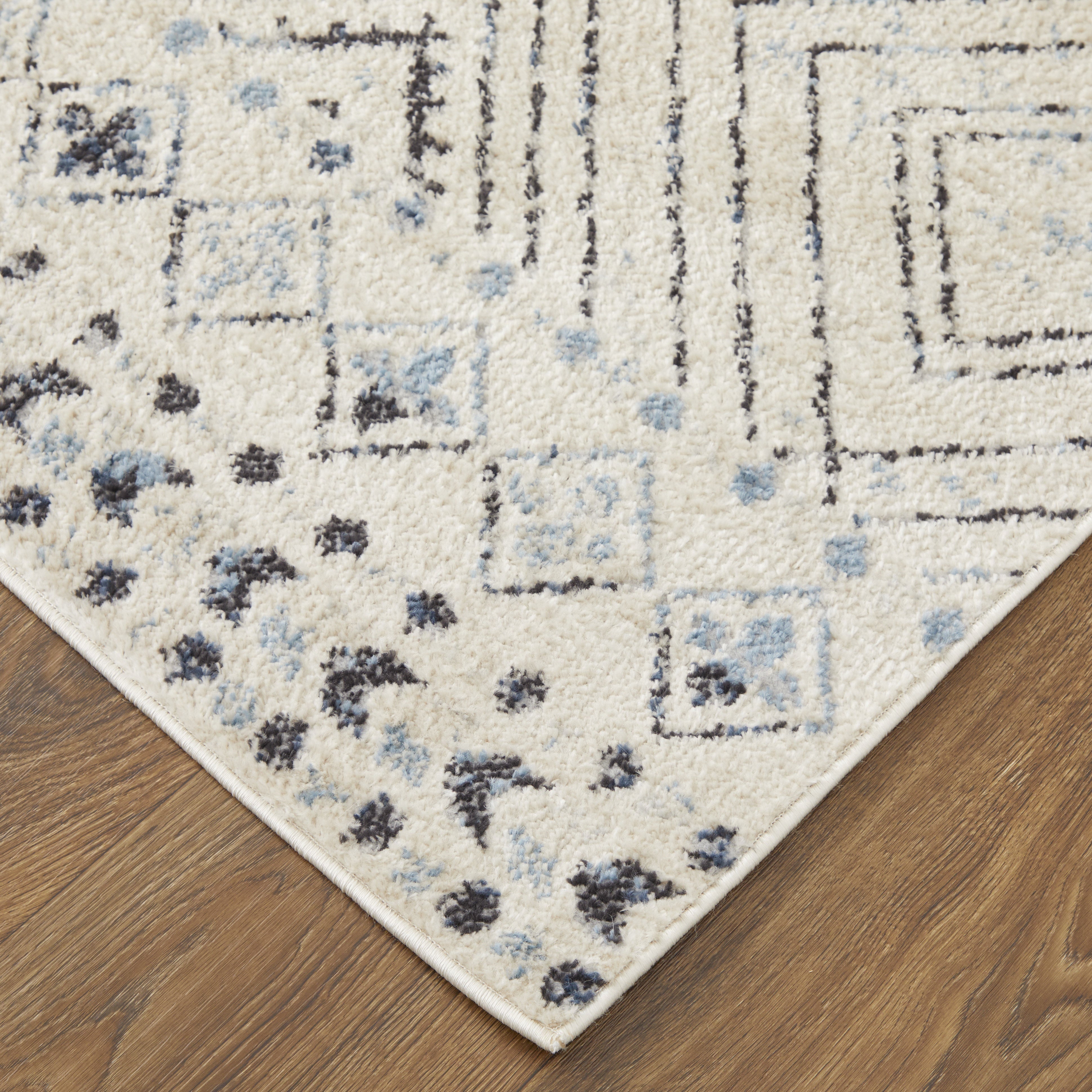 Camellia Transitional Geometric - Ivory/Blue/Gray