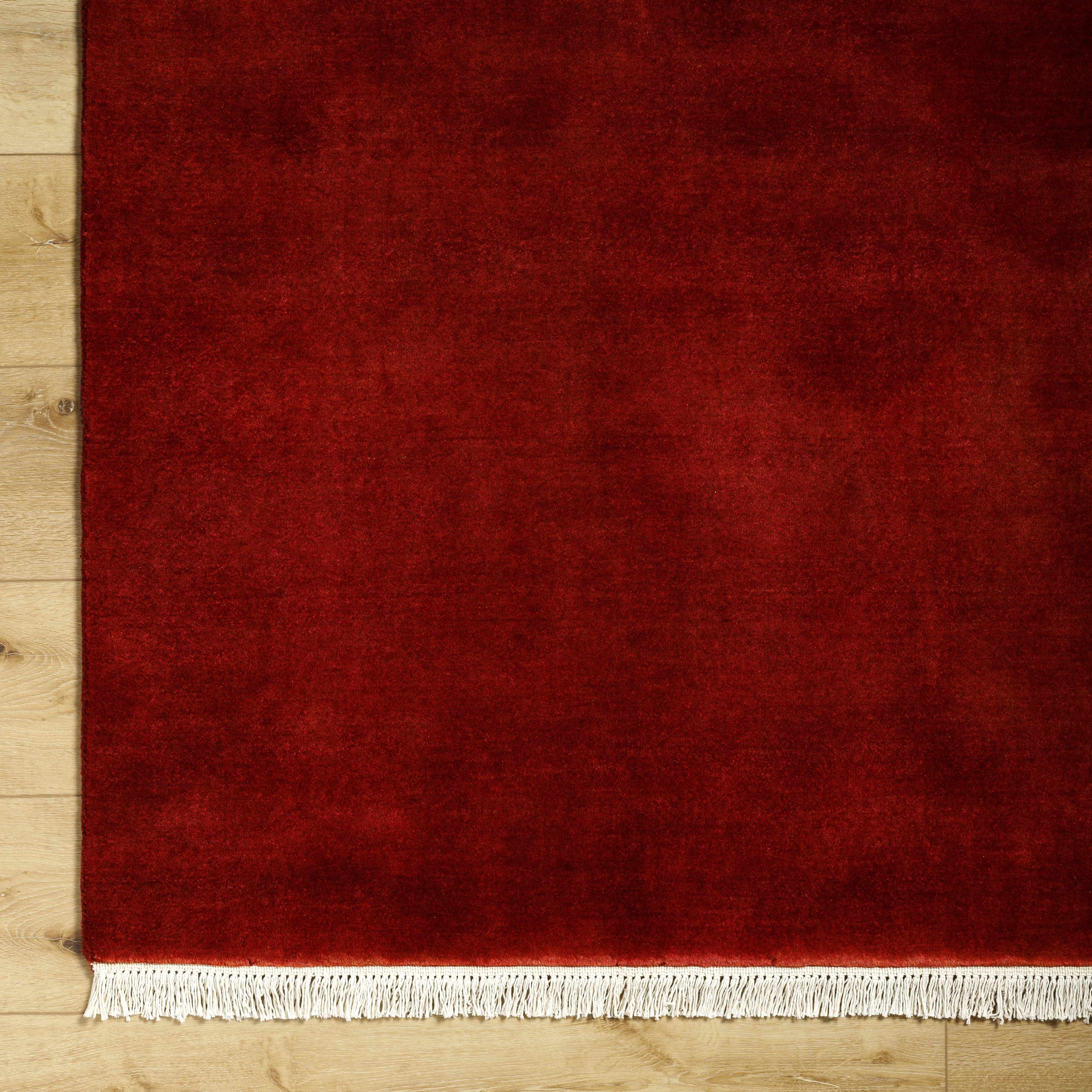 Rich Burgundy Hand-Loomed Wool Area Rug