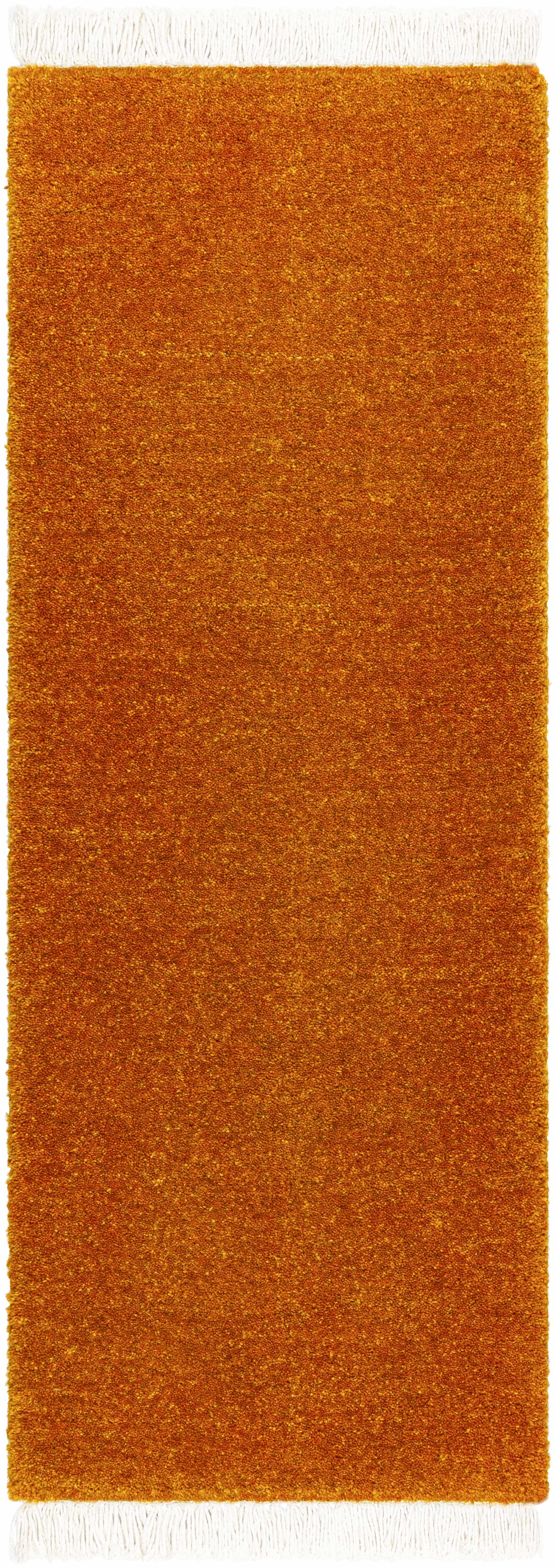 Charming Hand Loomed Solid Rust Wool Area Rug