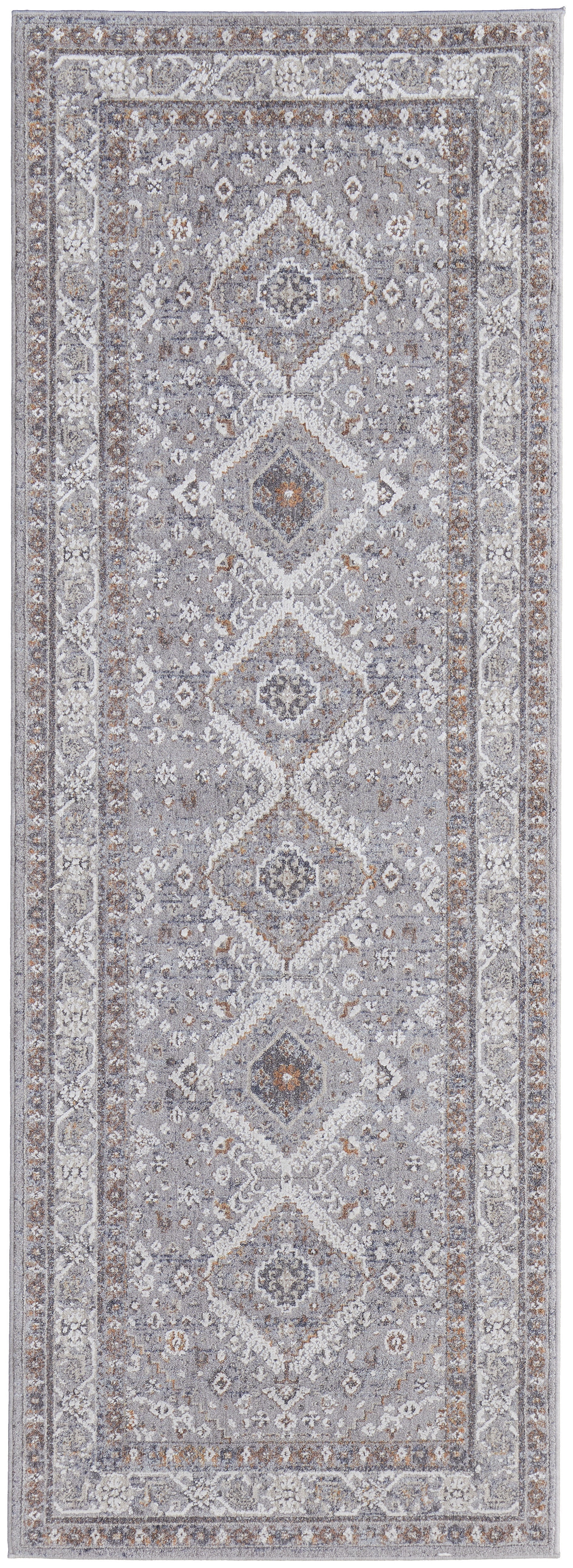 Francisco Transitional Medallion - Gray/Orange/Ivory Area Rug