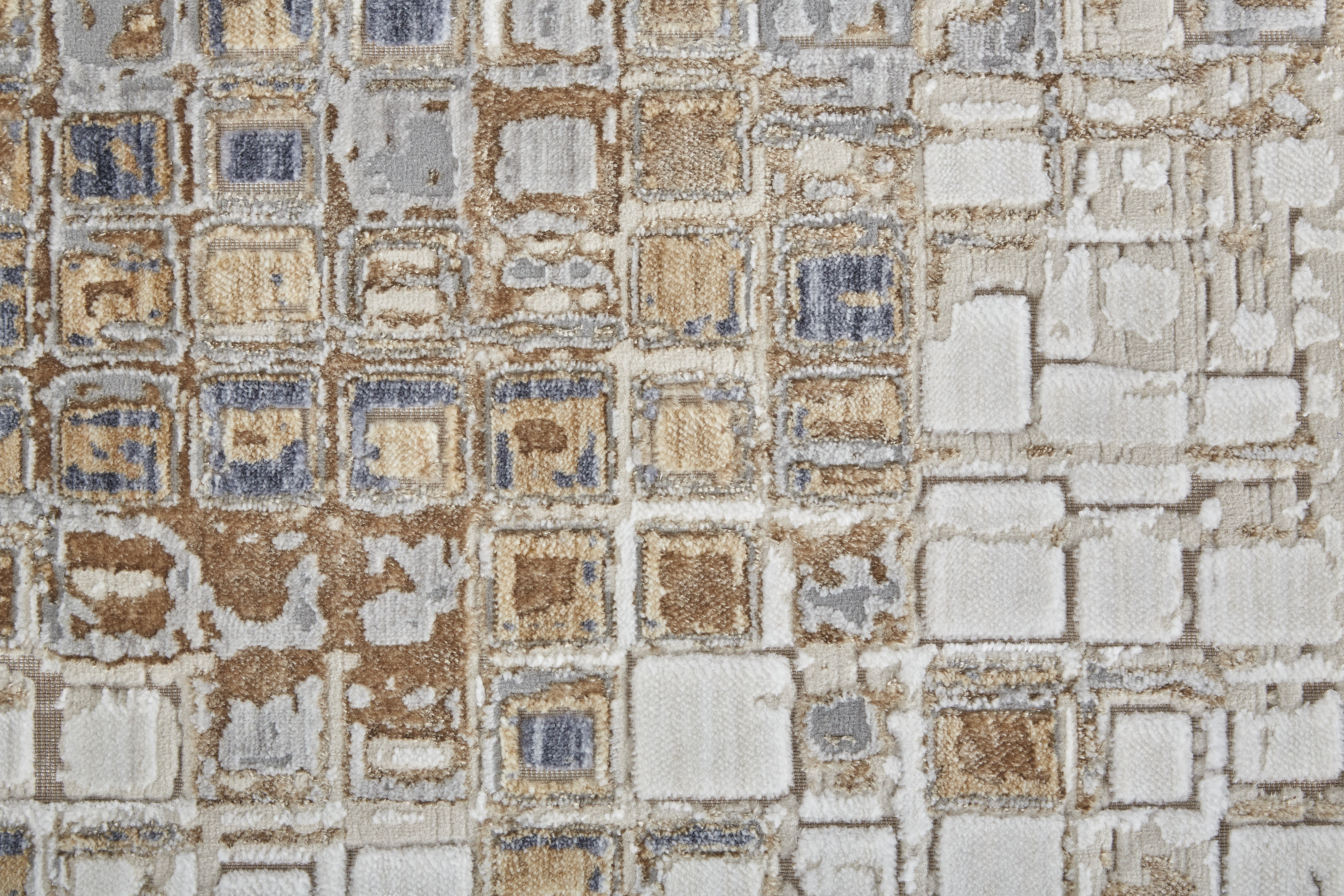 Laina Transitional Geometric - Tan/Ivory/Blue Area Rug