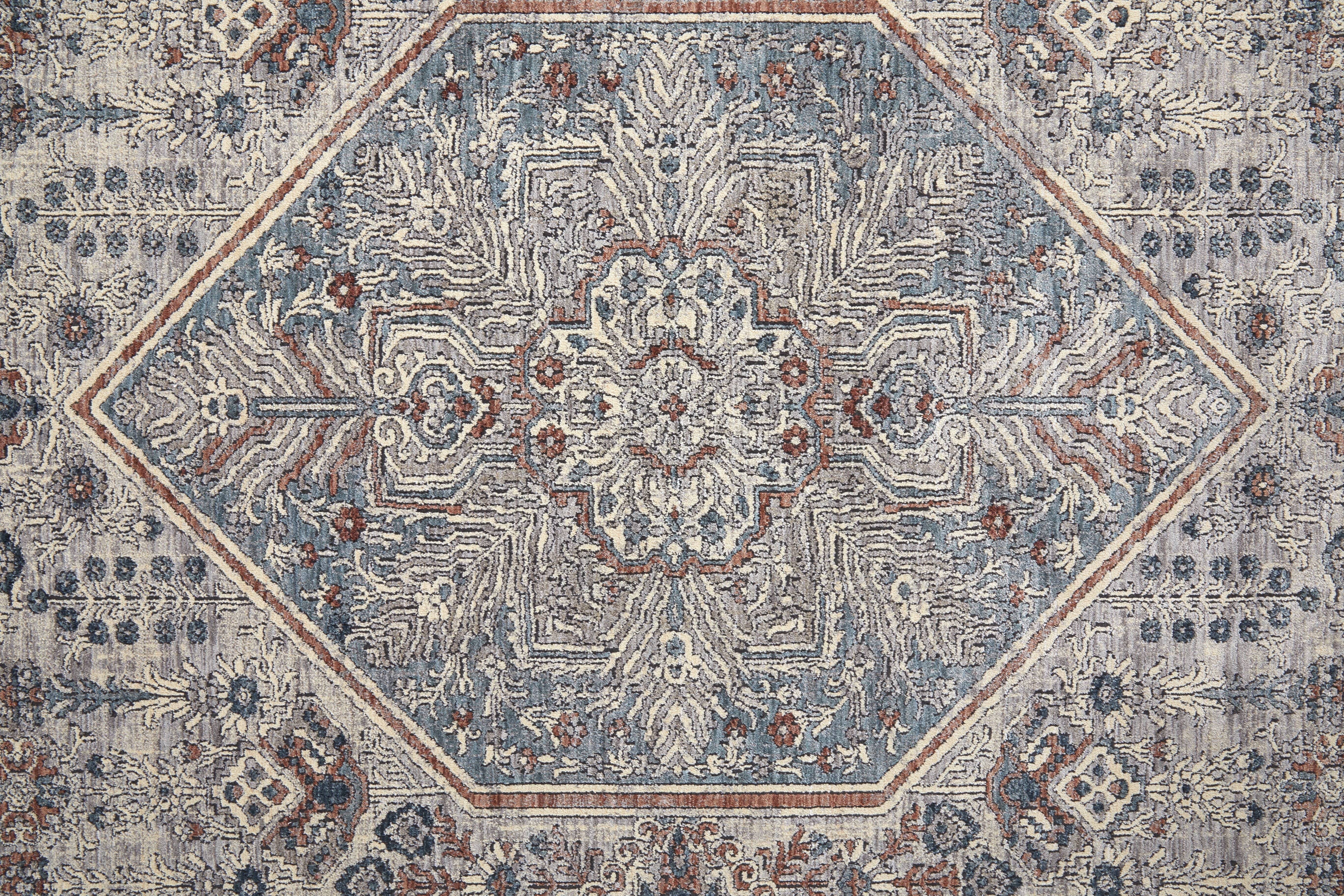 Marquette Transitional Medallion - Blue/Ivory Area Rug