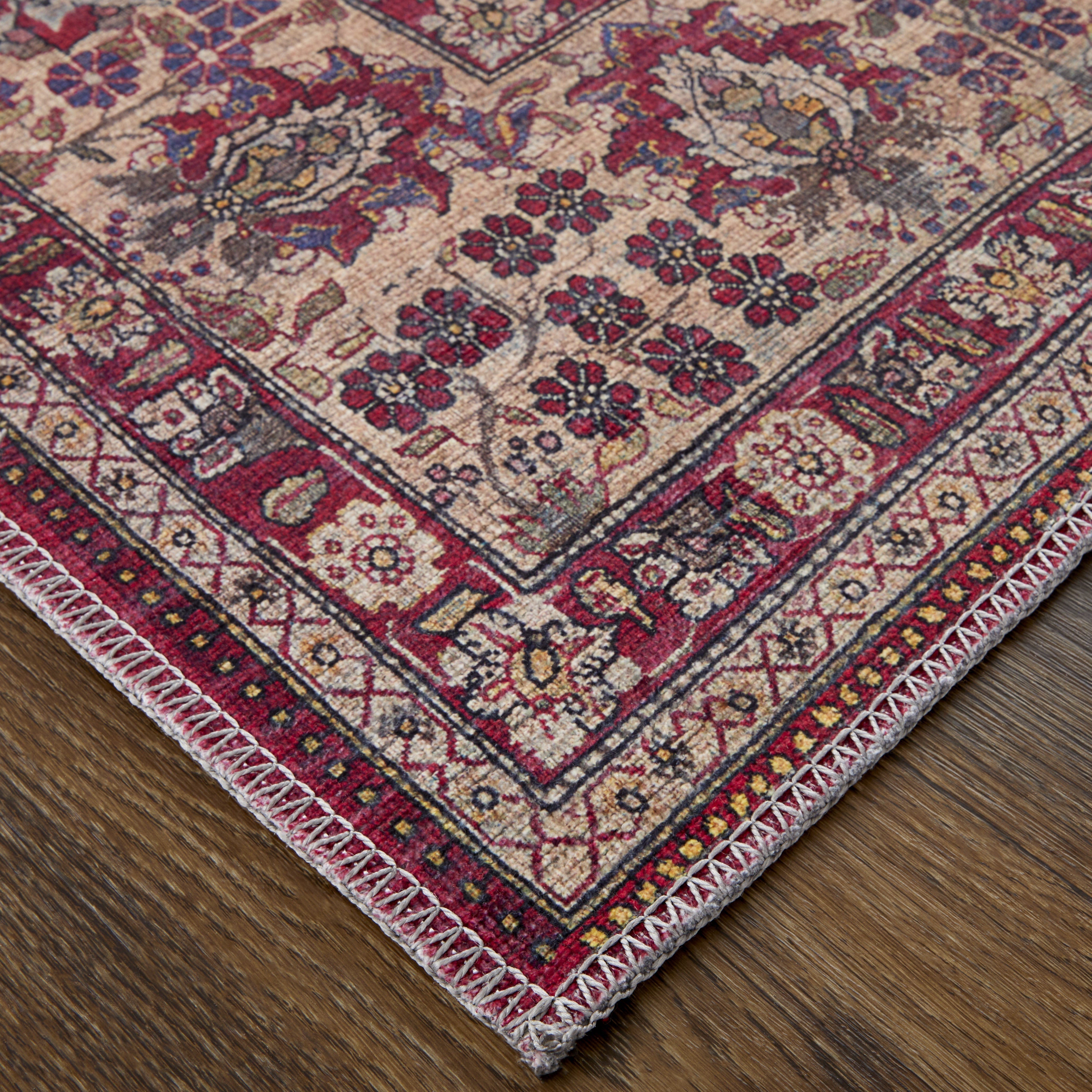 Rawlins Transitional Oriental - Red/Tan/Pink Area Rug
