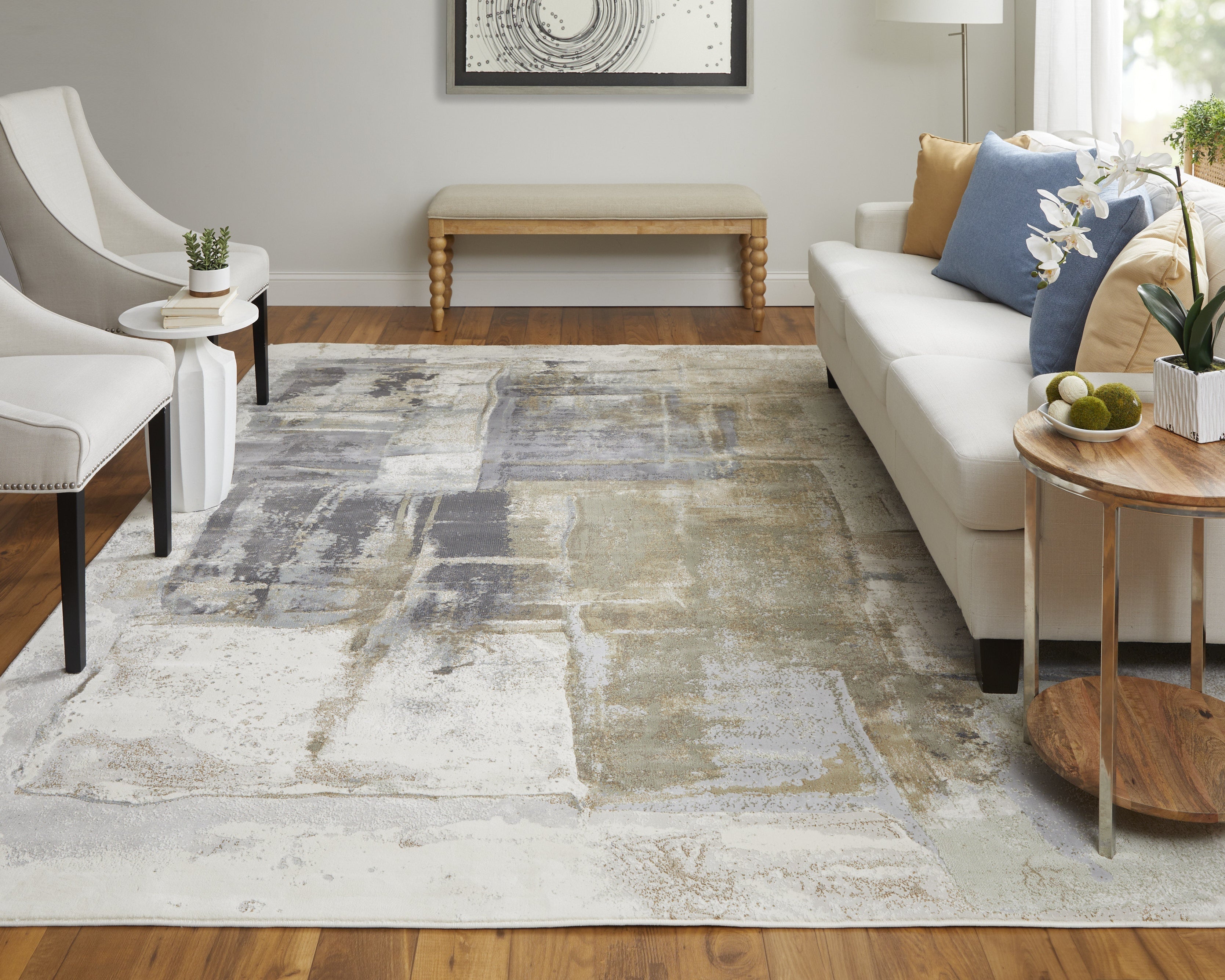 Clio Modern Watercolor - Brown/Gray/Black Area Rug