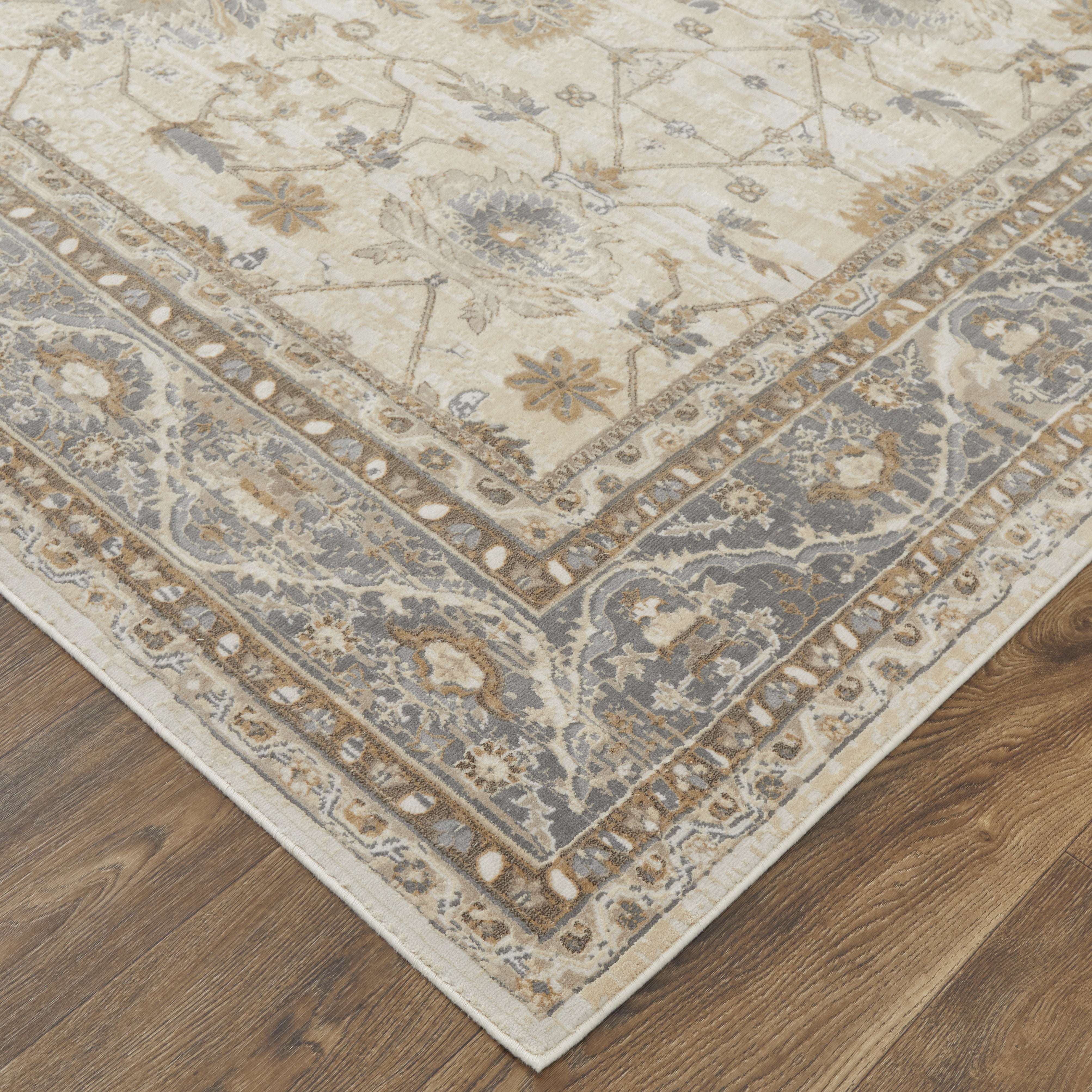 Celene Traditional Bordered - Tan/Ivory/Gray Area Rug