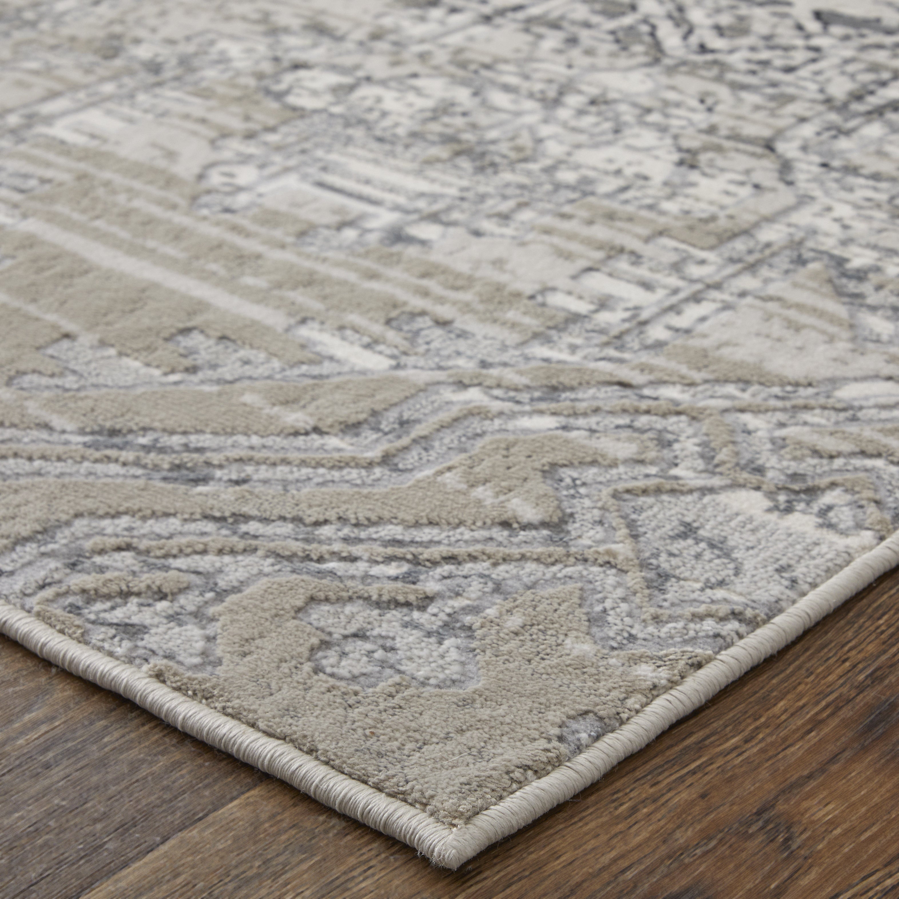 Macklaine Transitional Distressed - Ivory/Silver/Black