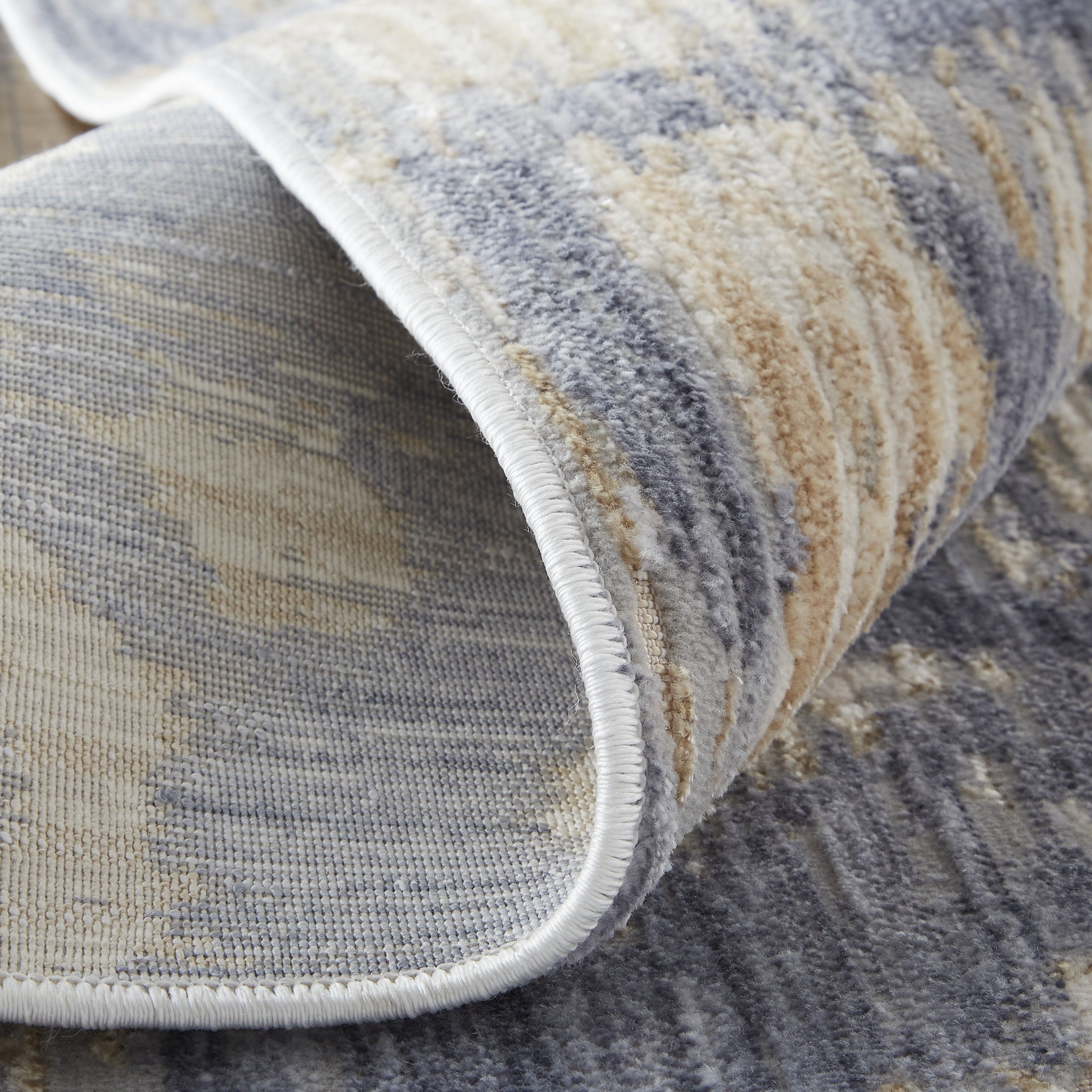 Laina Transitional Gradient & Ombre - Tan/Ivory/Blue Area Rug