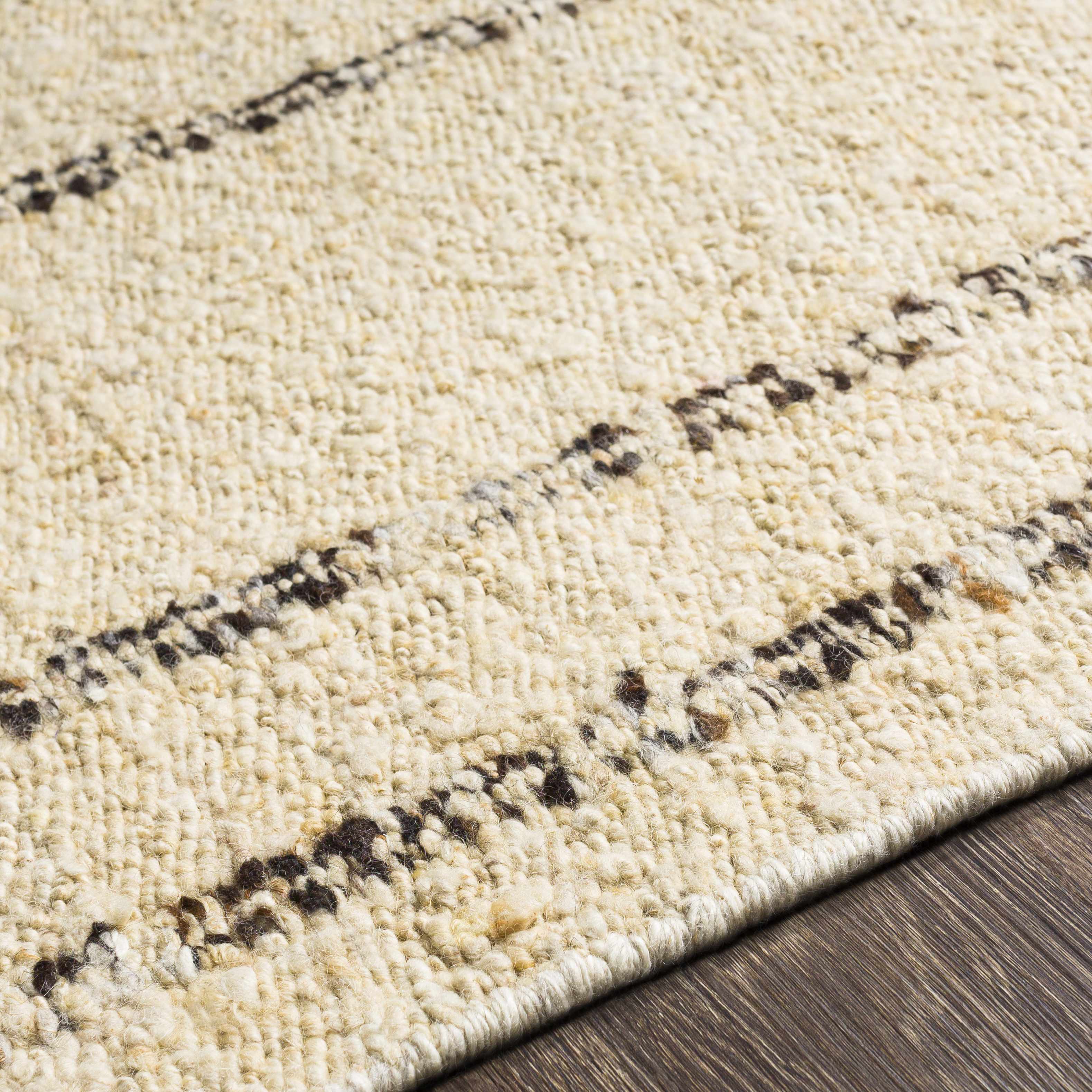 Chic Cream Hand Woven Wool Area Rug