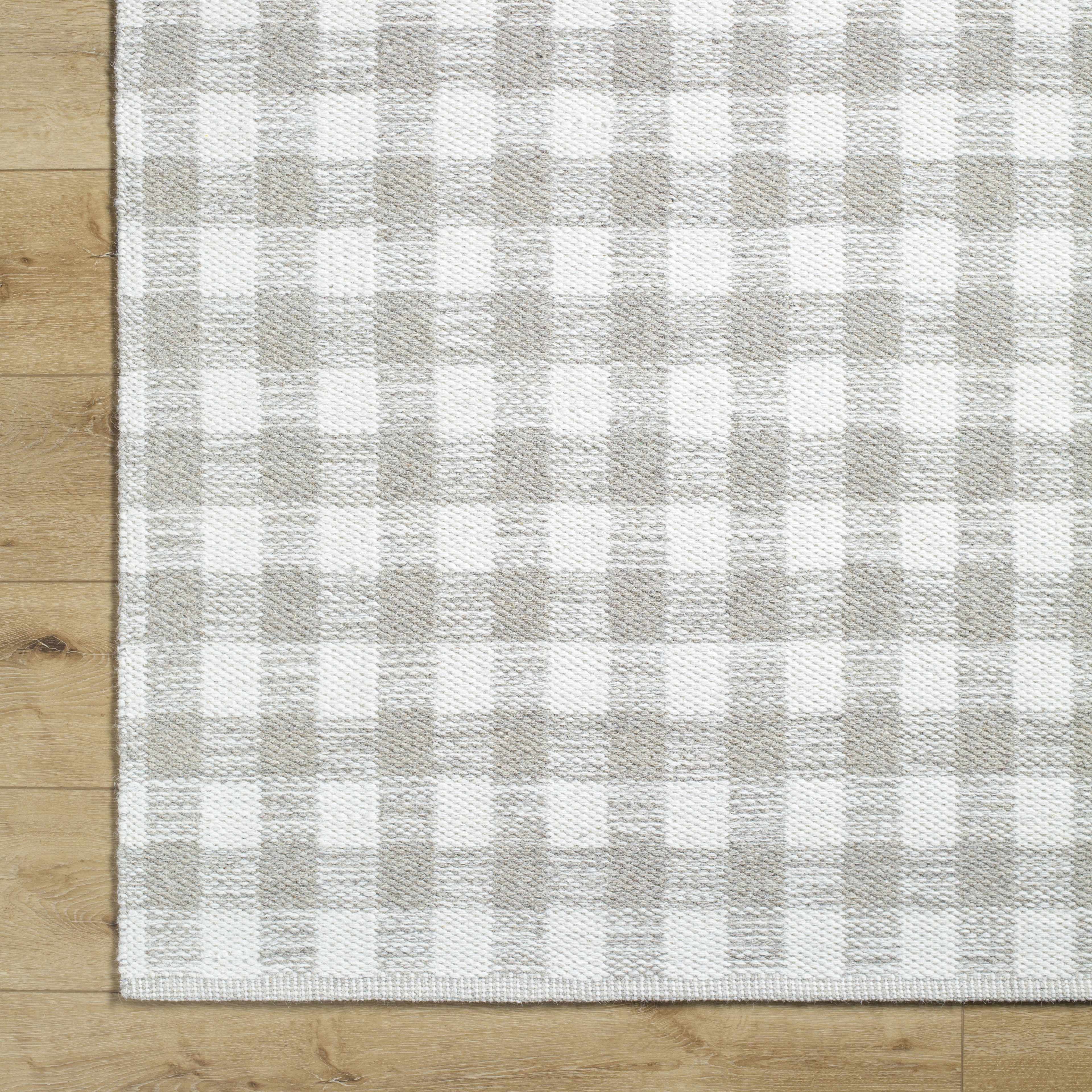 Timeless Stylish Plaid Tan Wool Handwoven Area Rug