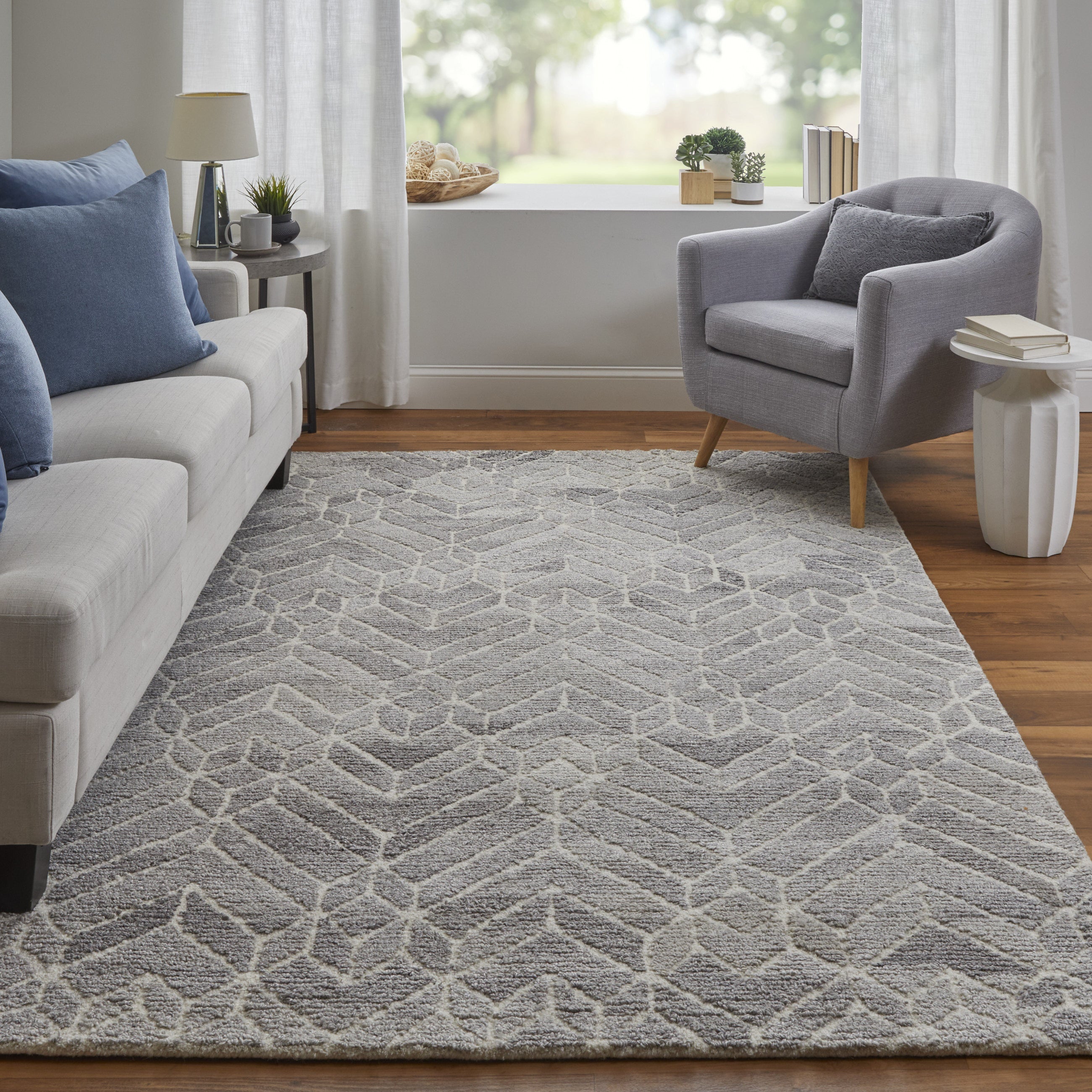 Asher Transitional Geometric - Taupe/Gray/Ivory