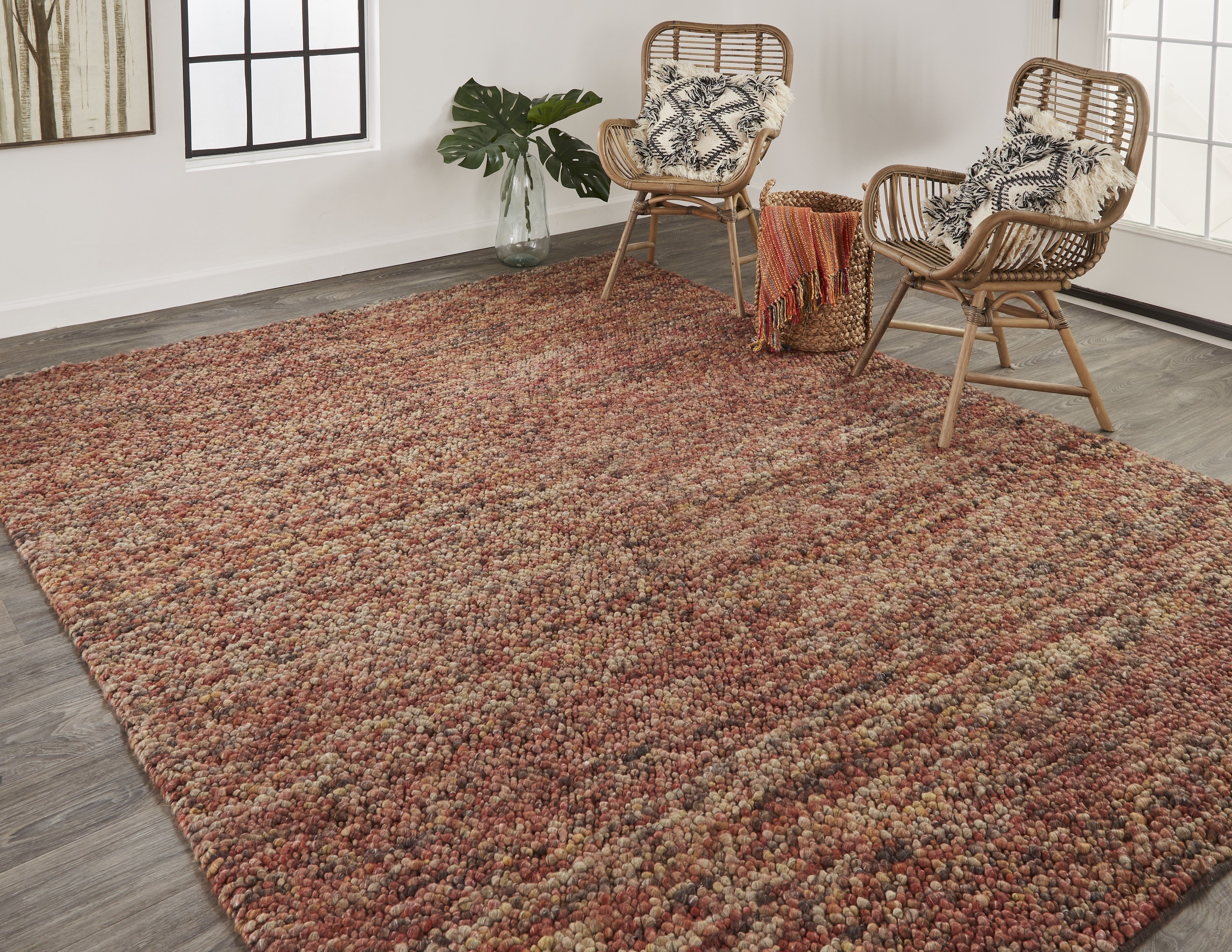 Berkeley Transitional Abstract - Brown/Orange/Red Area Rug