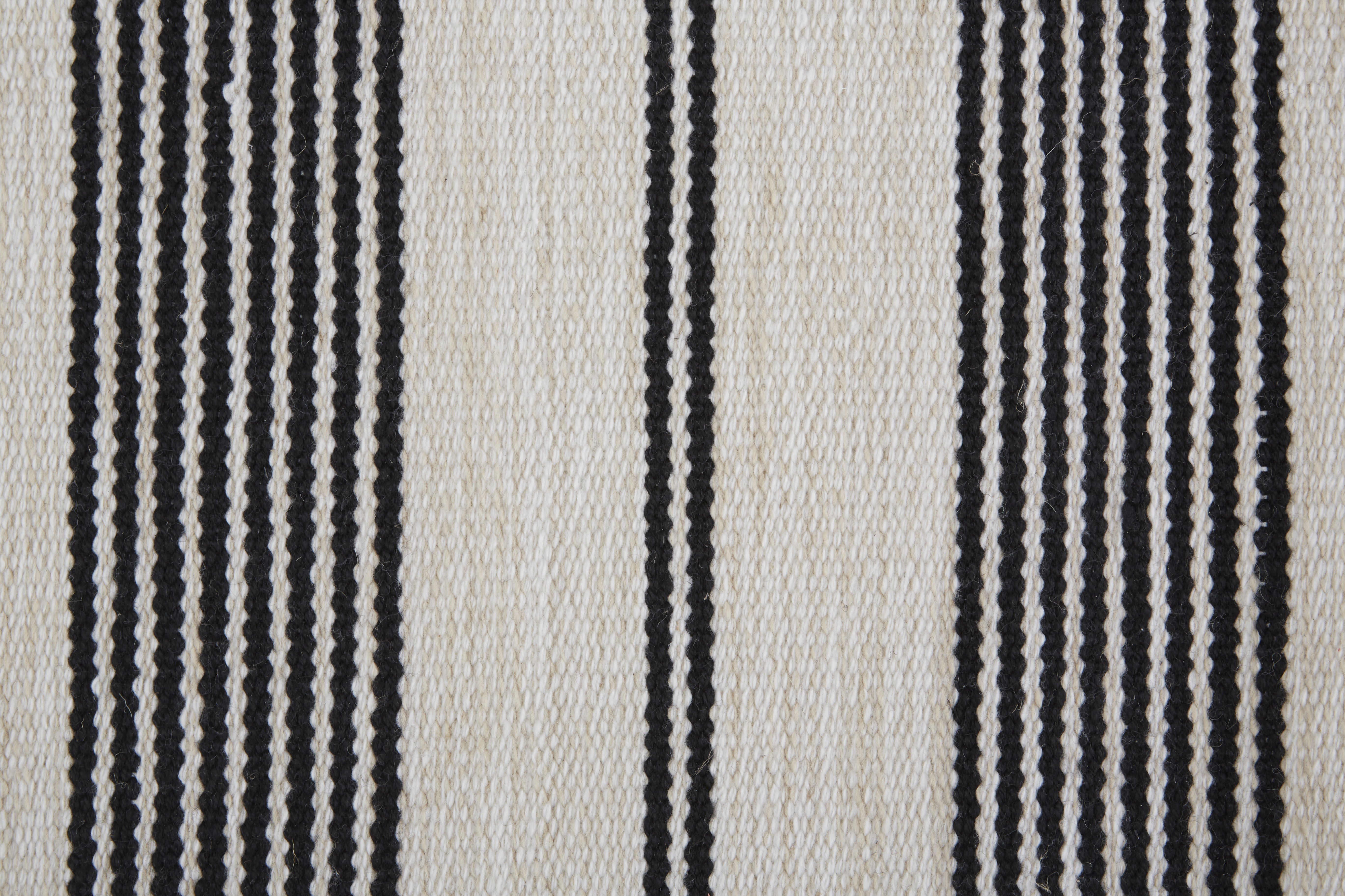 Duprine Transitional Stripes - Black/White/Ivory Area Rug