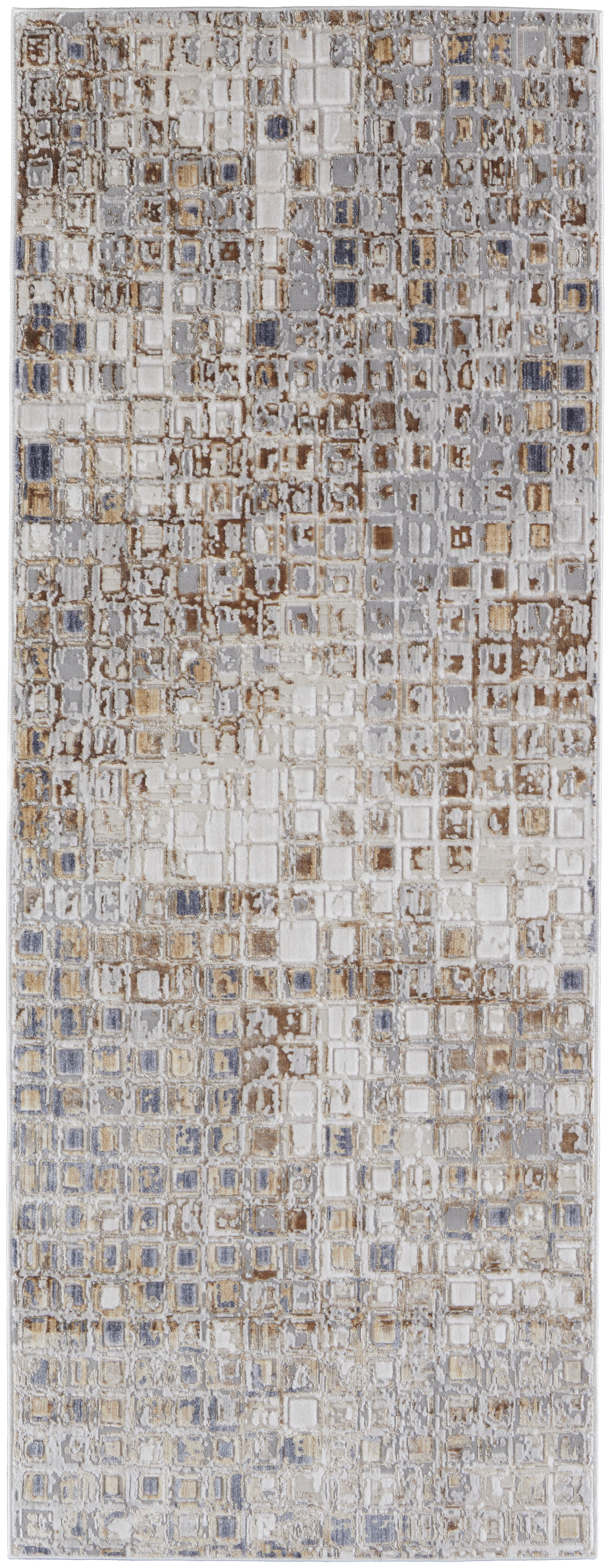 Laina Transitional Geometric - Tan/Ivory/Blue Area Rug