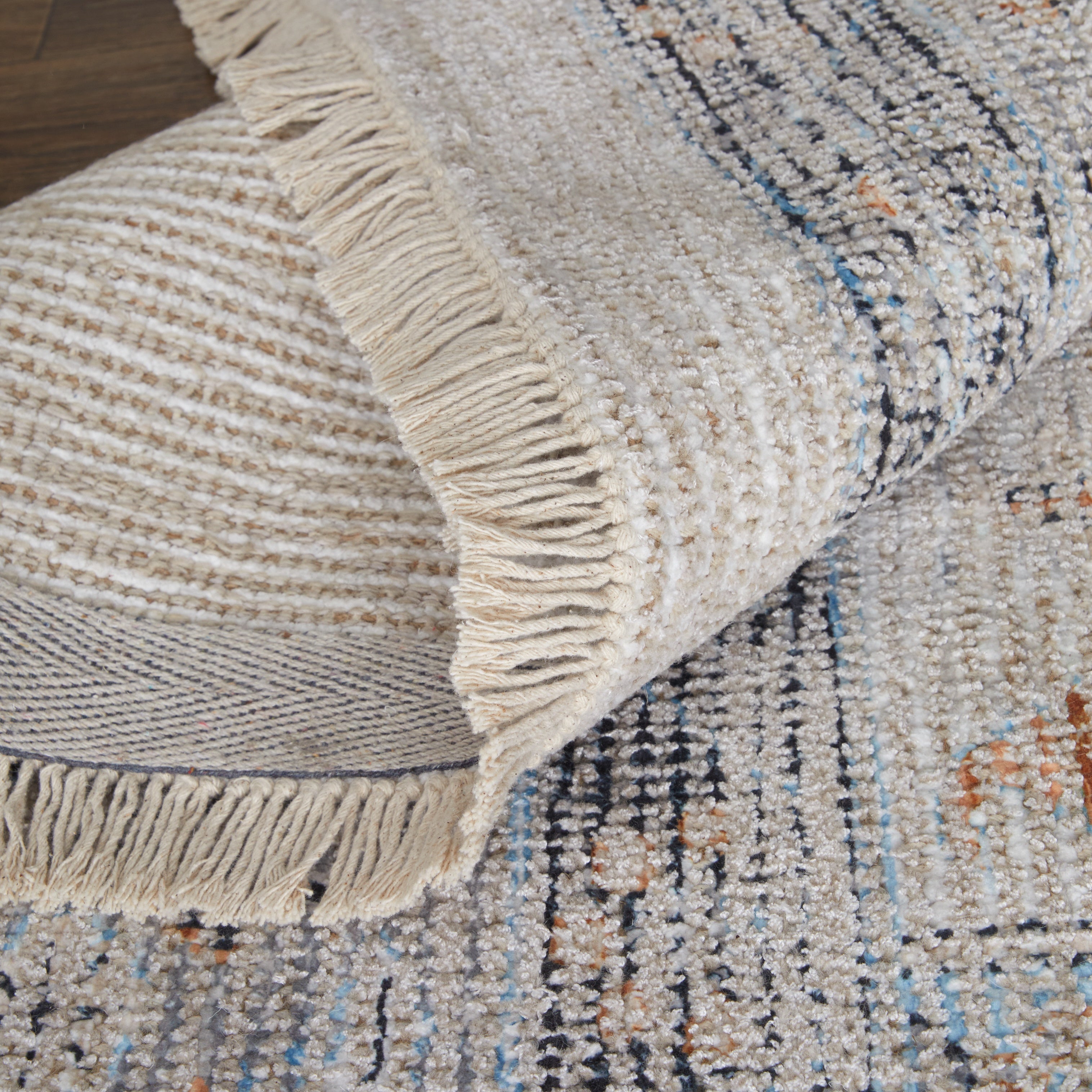 Caldwell Transitional Medallion - Ivory/Blue/Orange Area Rug