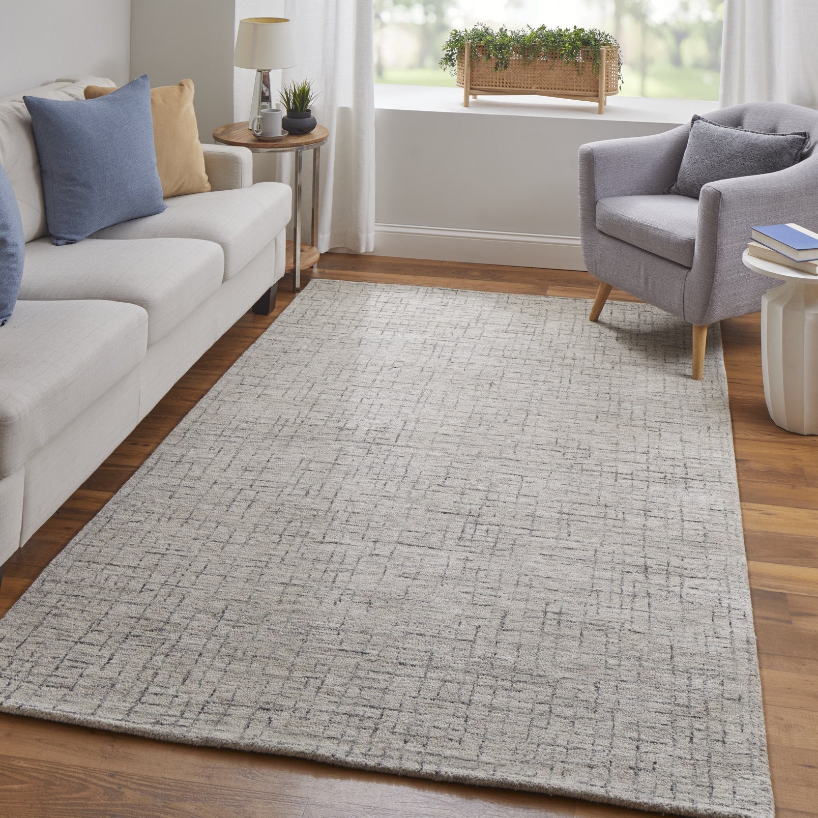Belfort Transitional Solid - Ivory/Gray/Taupe Area Rug