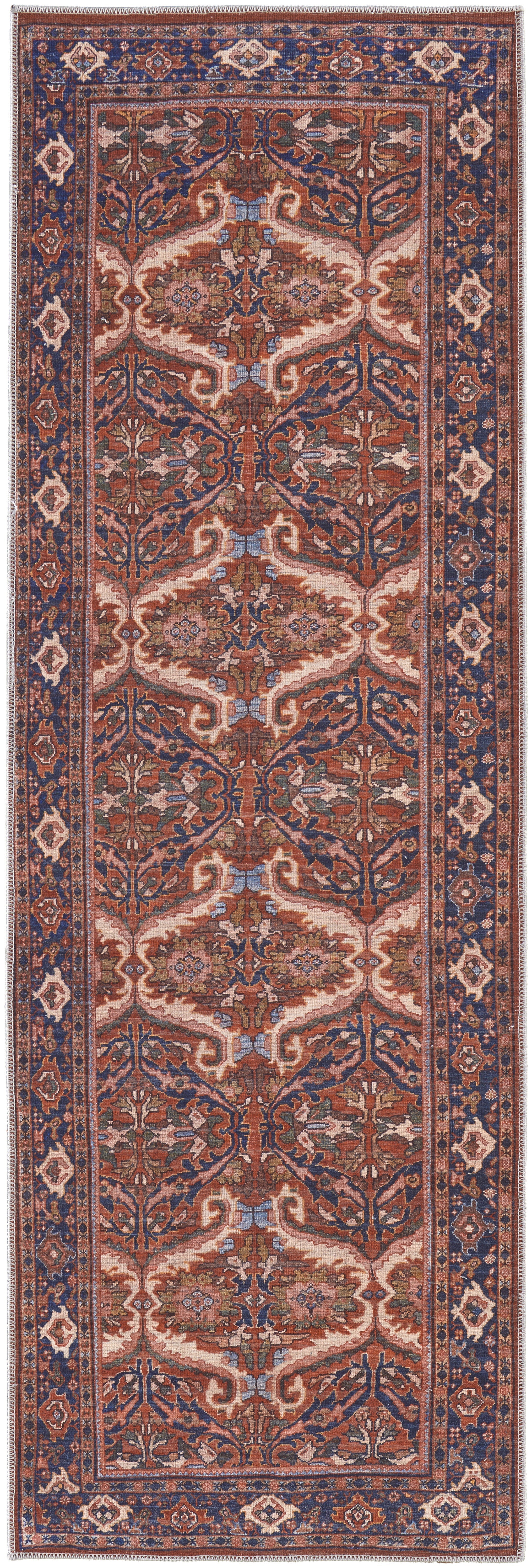 Rawlins Transitional Medallion - Red/Tan/Blue Area Rug