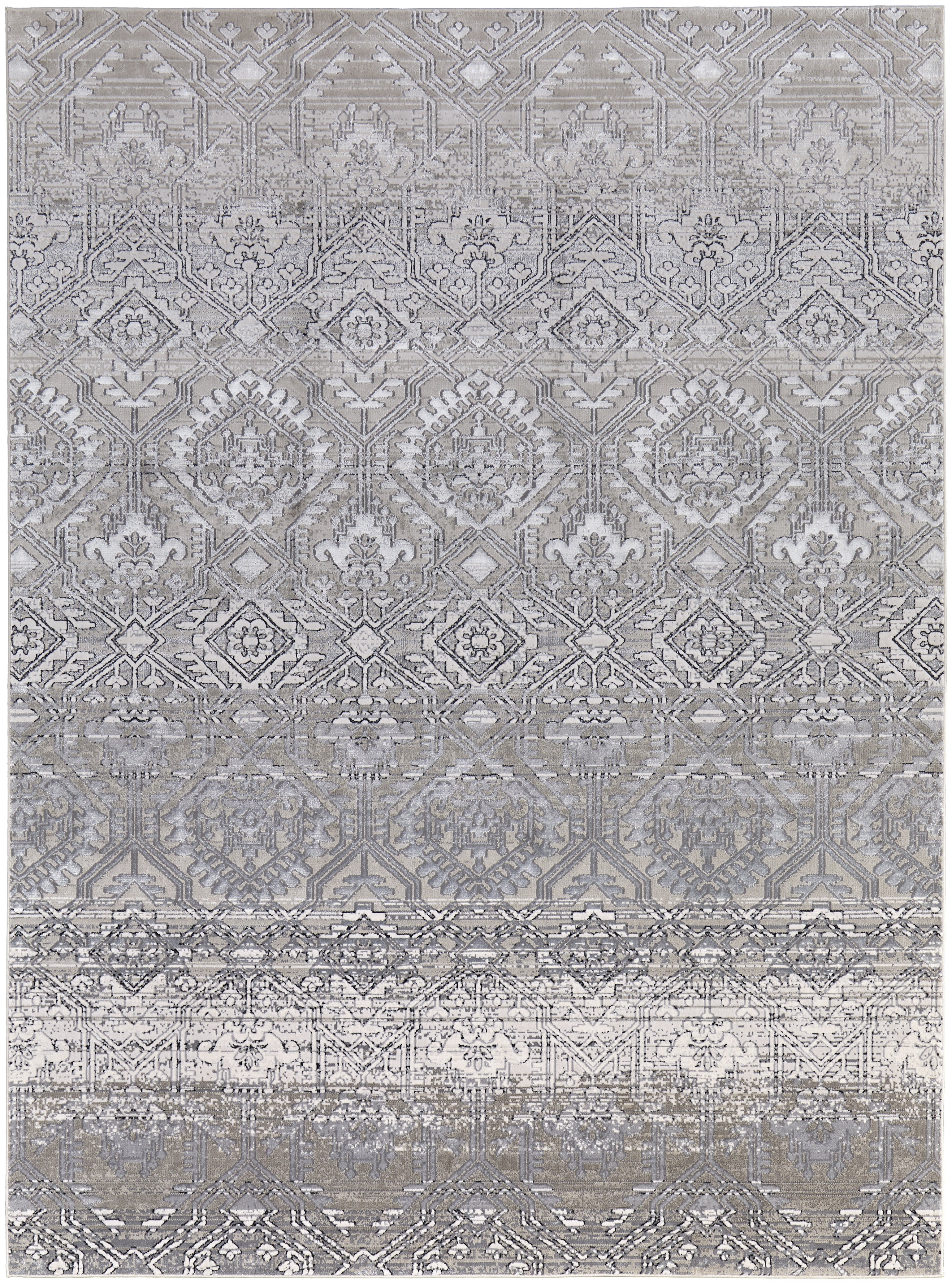 Macklaine Transitional Distressed - Ivory/Silver/Black