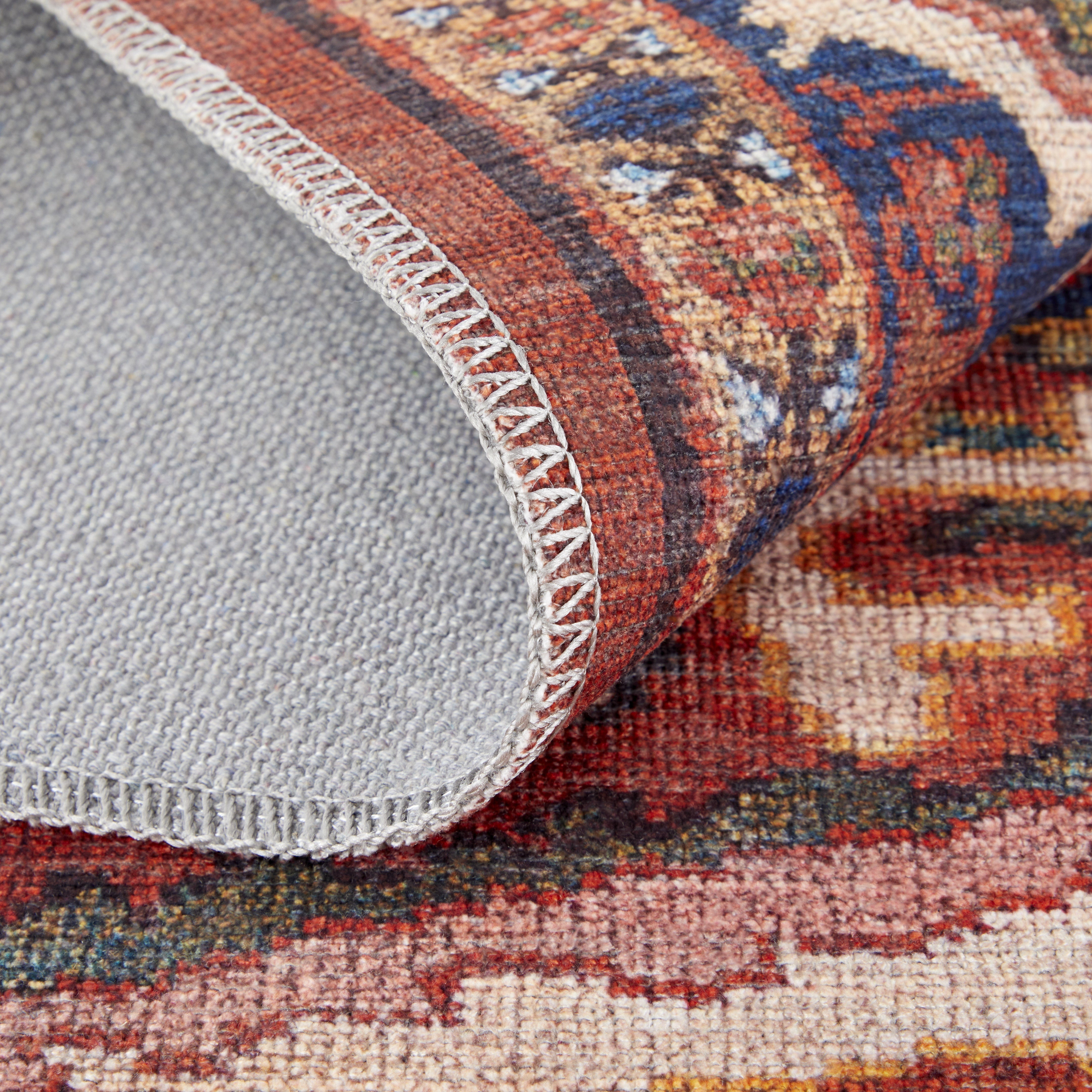 Rawlins Transitional Medallion - Red/Tan/Blue Area Rug