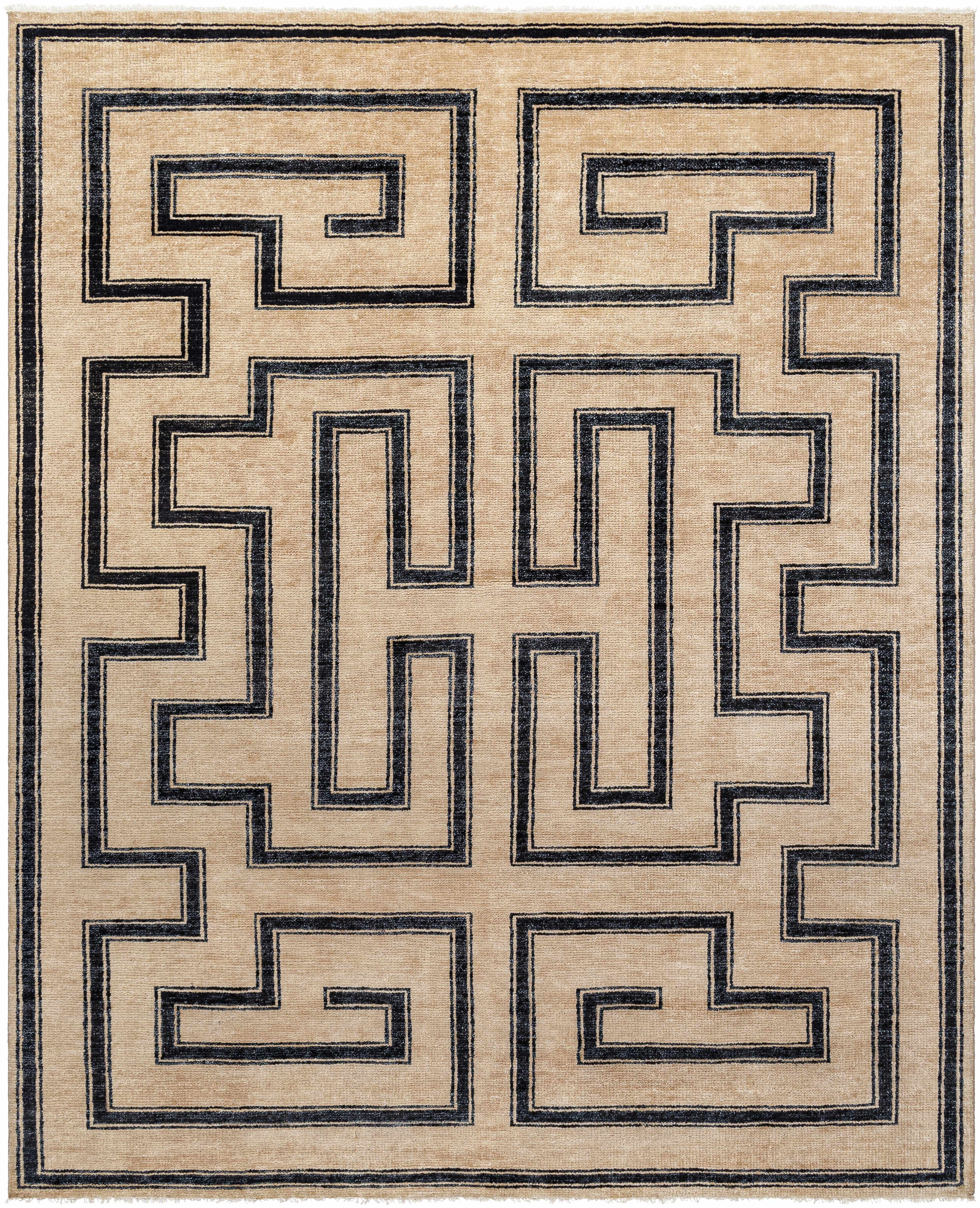 Sophisticated Hand-Knotted Cotton & Wool Area Rug