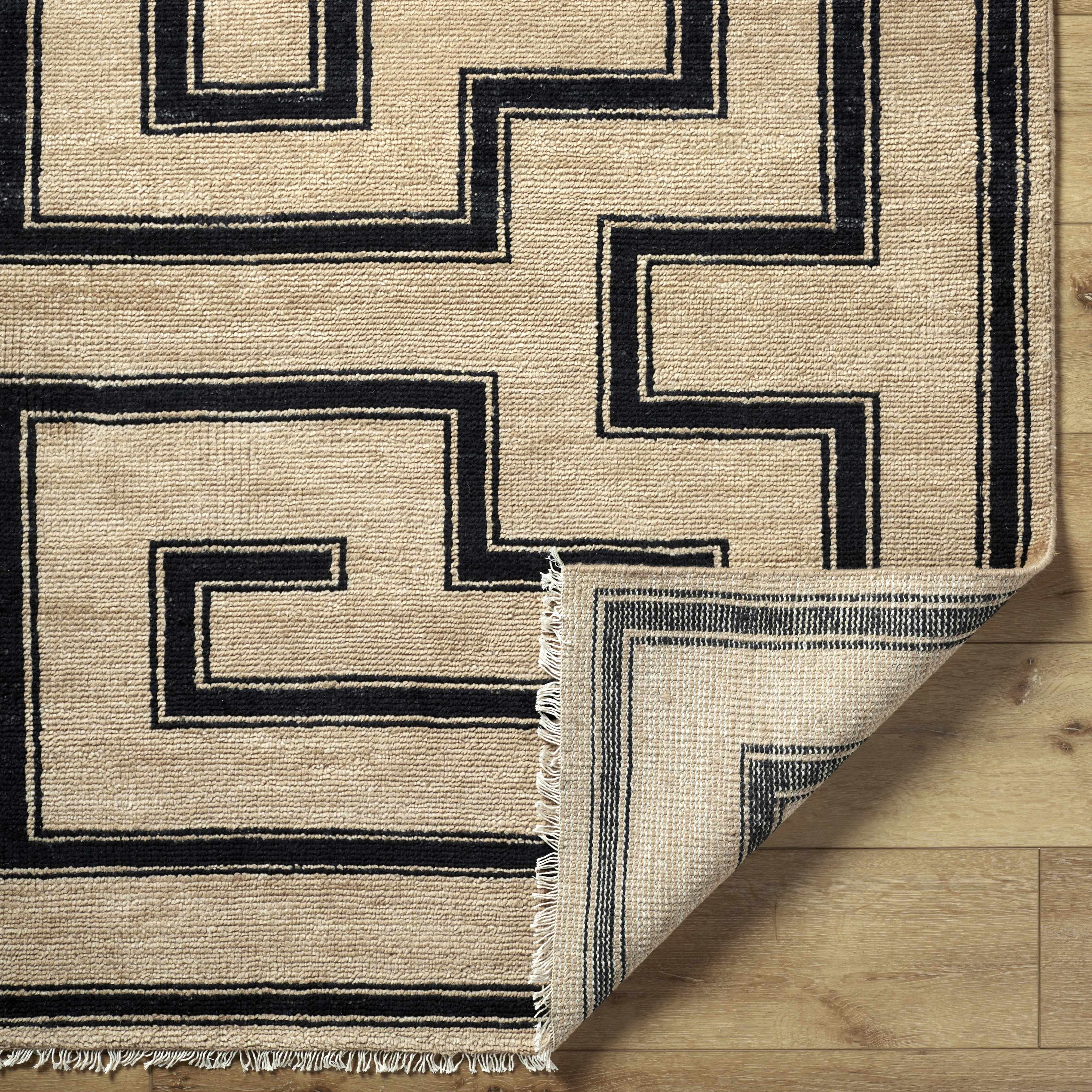 Sophisticated Hand-Knotted Cotton & Wool Area Rug